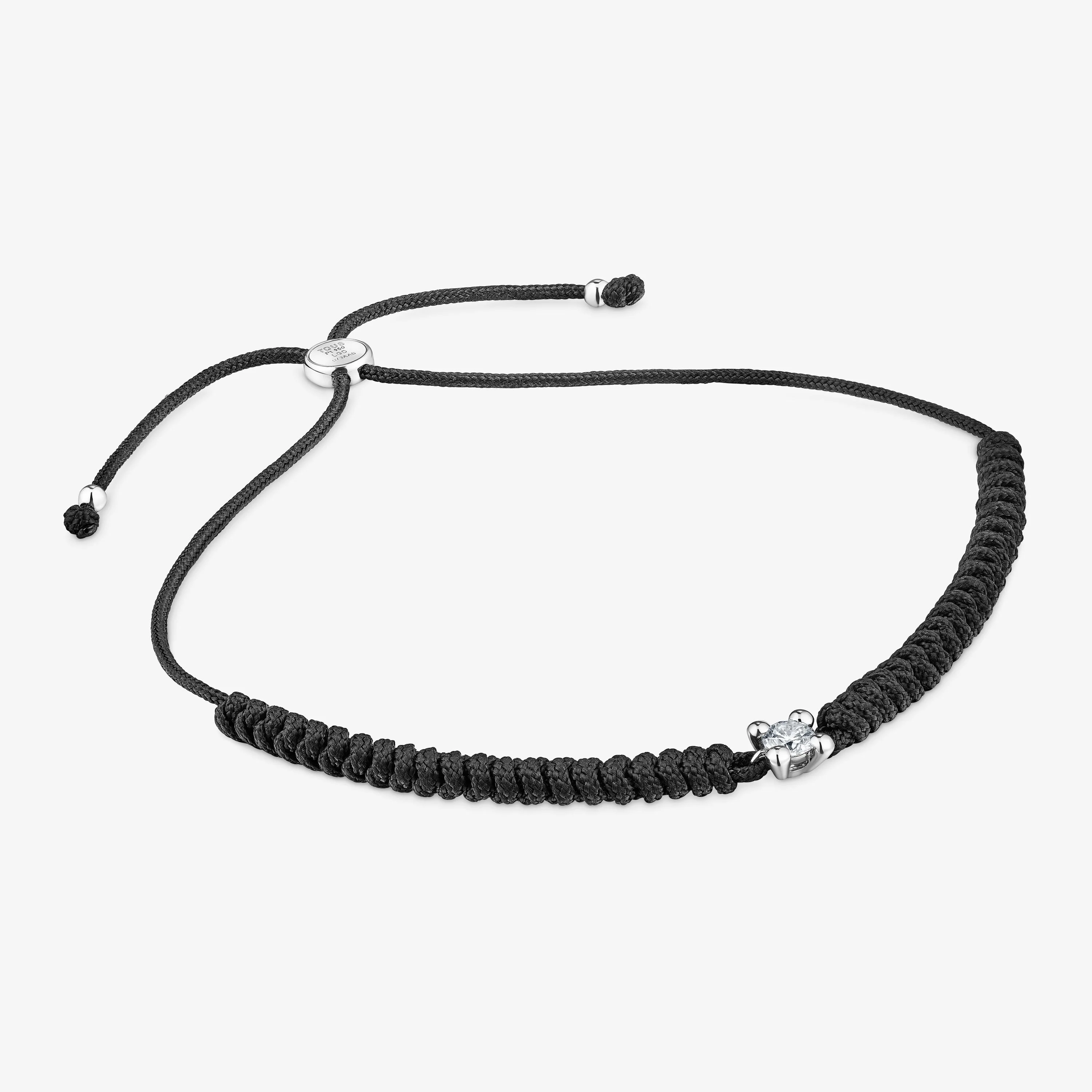 Platinum Bracelet with lab-grown diamond and black nylon TOUS Shine LGD - 1