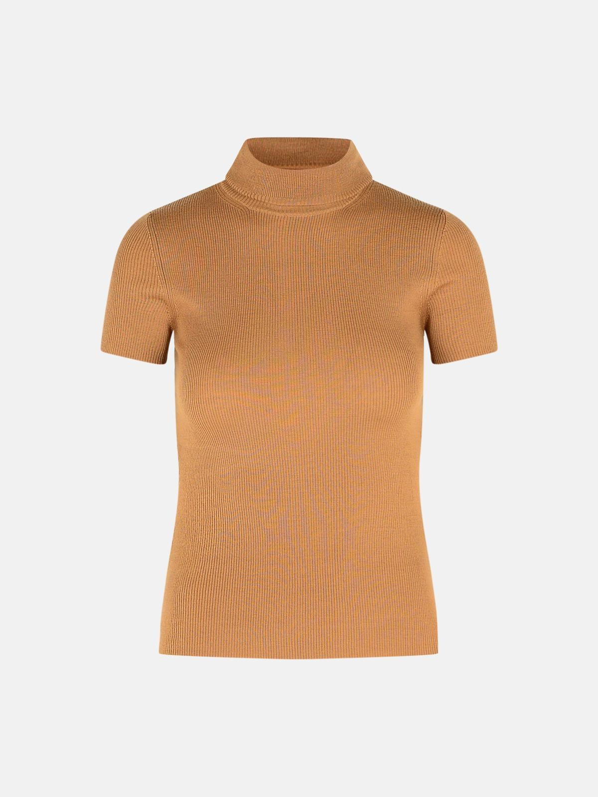 'AFA 1234' CAMEL WOOL YARN TURTLENECK SWEATER - 1
