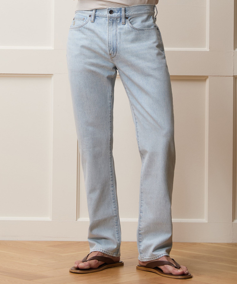 TODD SNYDER Straight Fit Summerweight Jean in Bleachout outlook