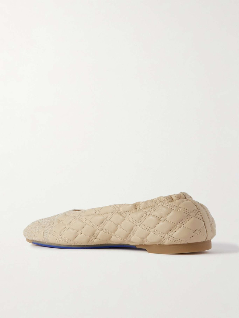 Embroidered quilted leather ballet flats Neutral 4