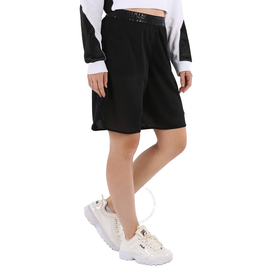 Moncler Ladies Black Logo-Waistband Shorts - 4