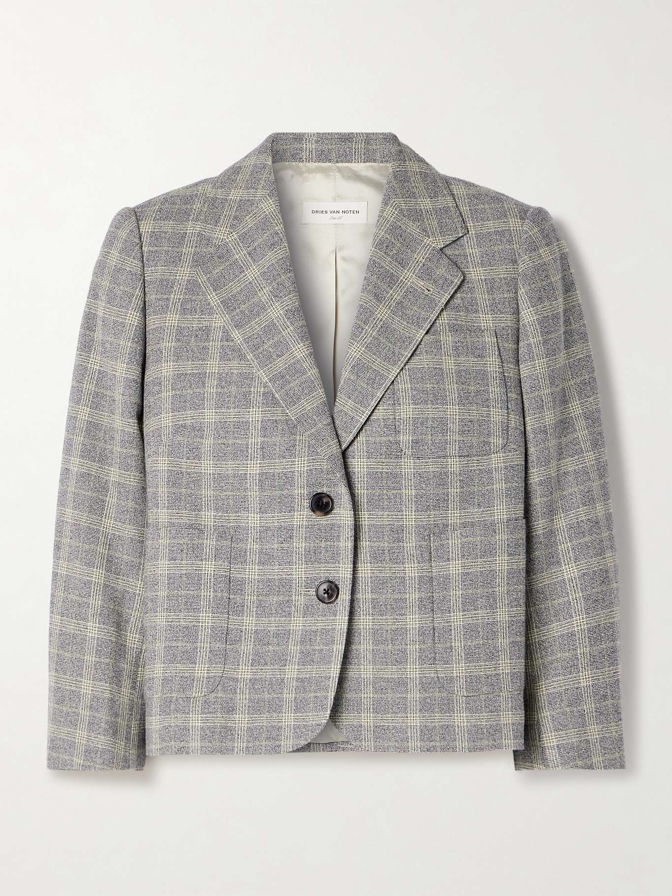 Cropped checked woven blazer - 1