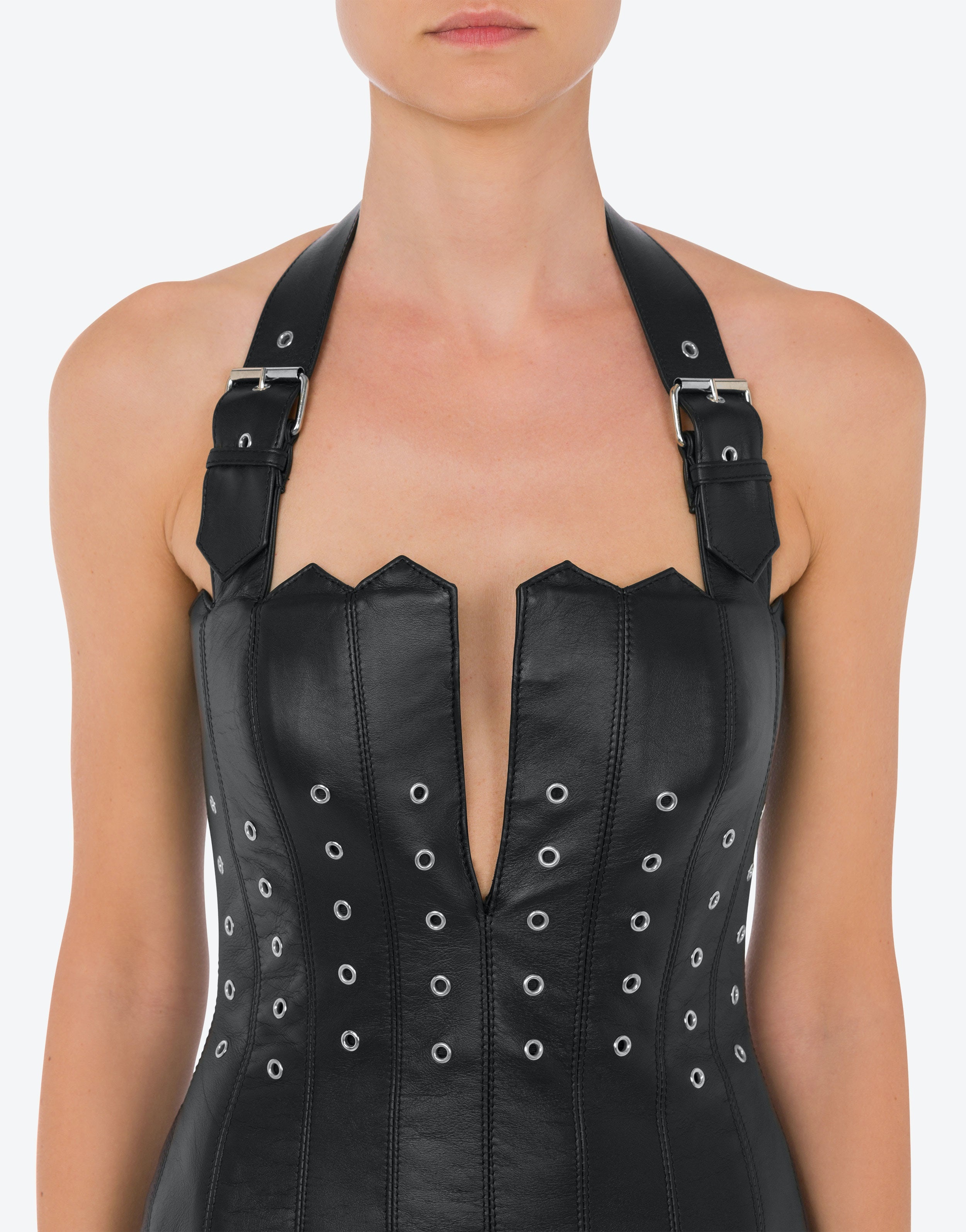 BIKER DETAILS NAPPA LEATHER DRESS - 4