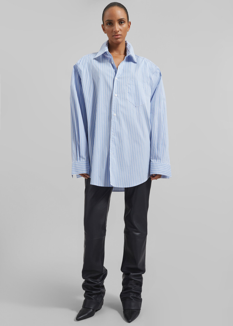Cyrus Button Up Shirt - Blue/White Stripe 4