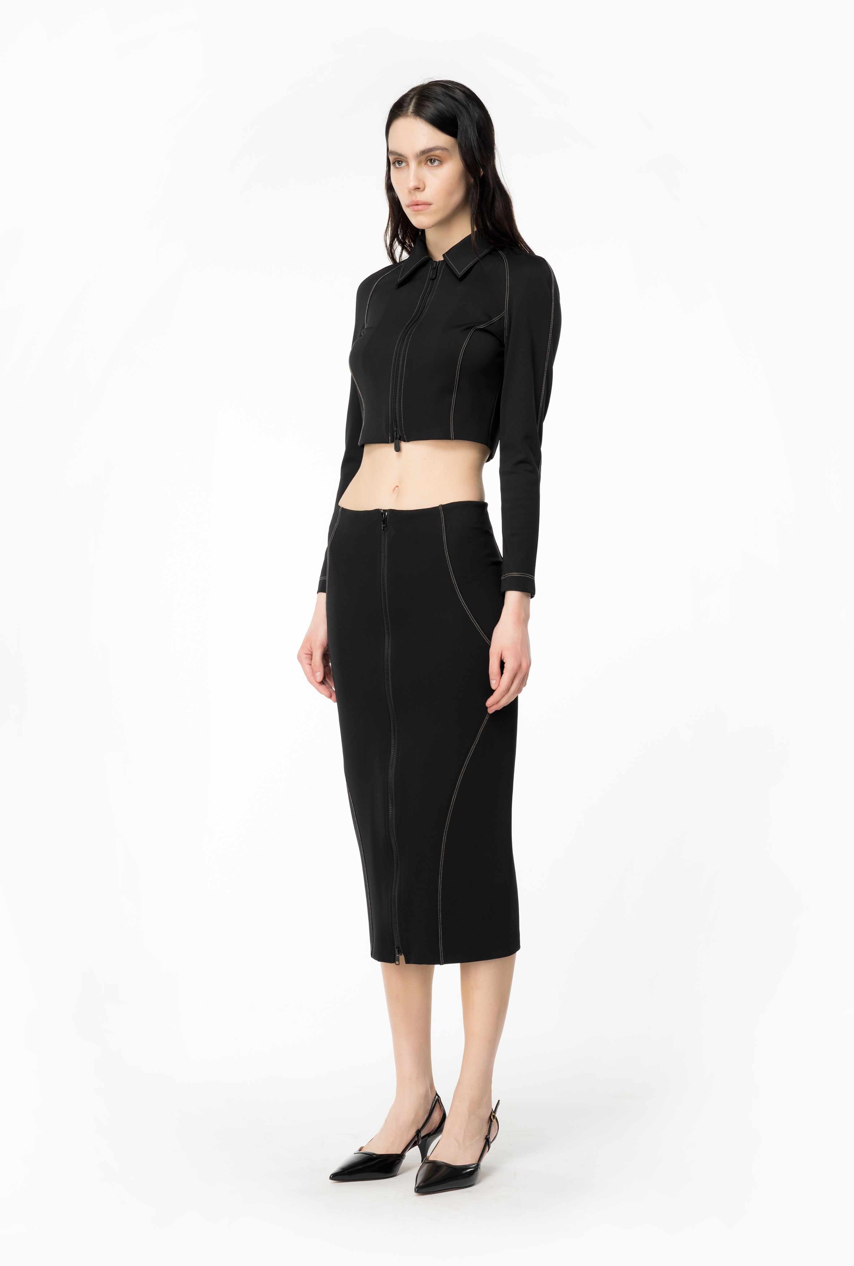 CALF-LENGTH SCUBA SKIRT - 4