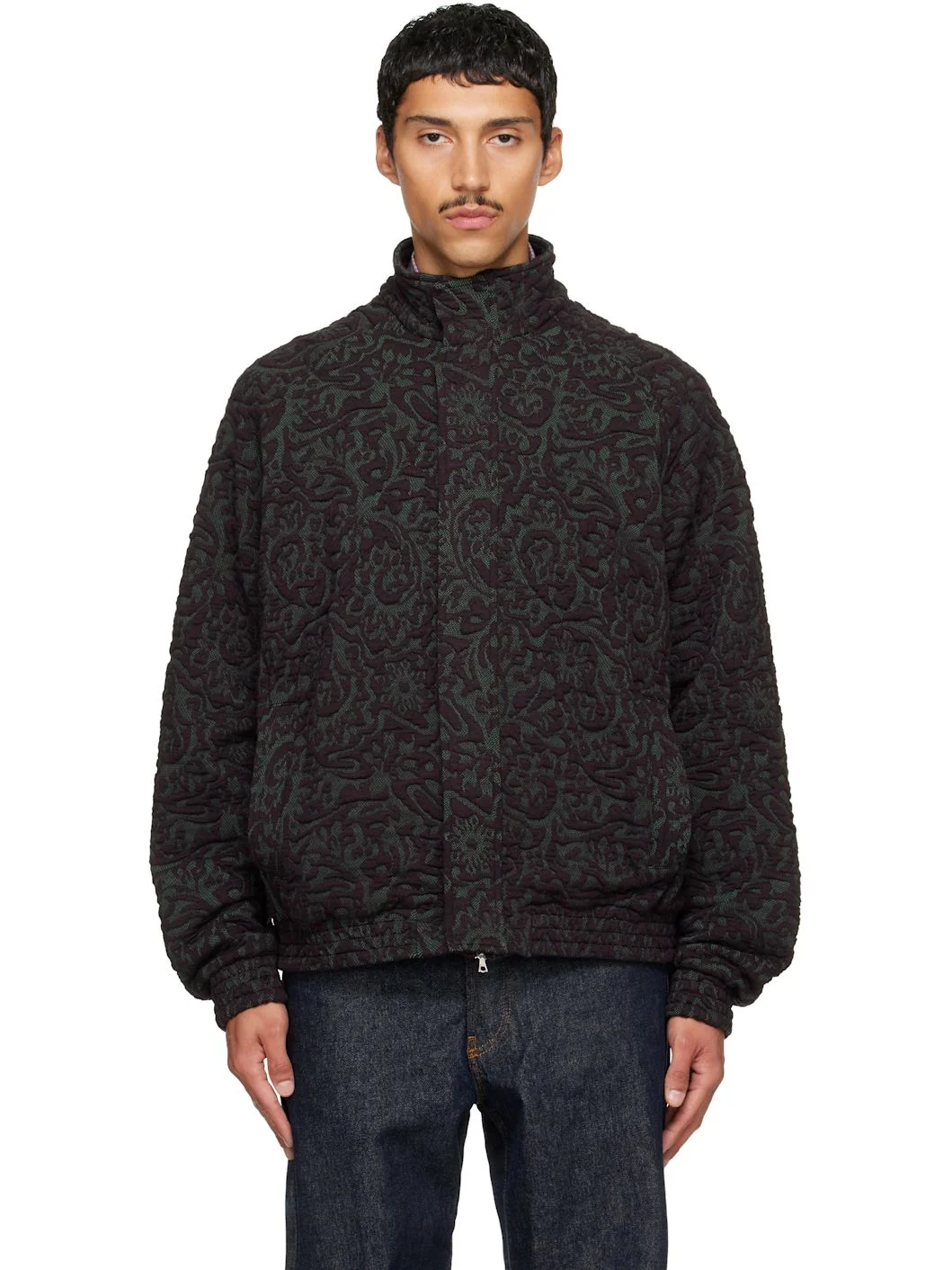 Purple & Green Jacquard Jacket - 1
