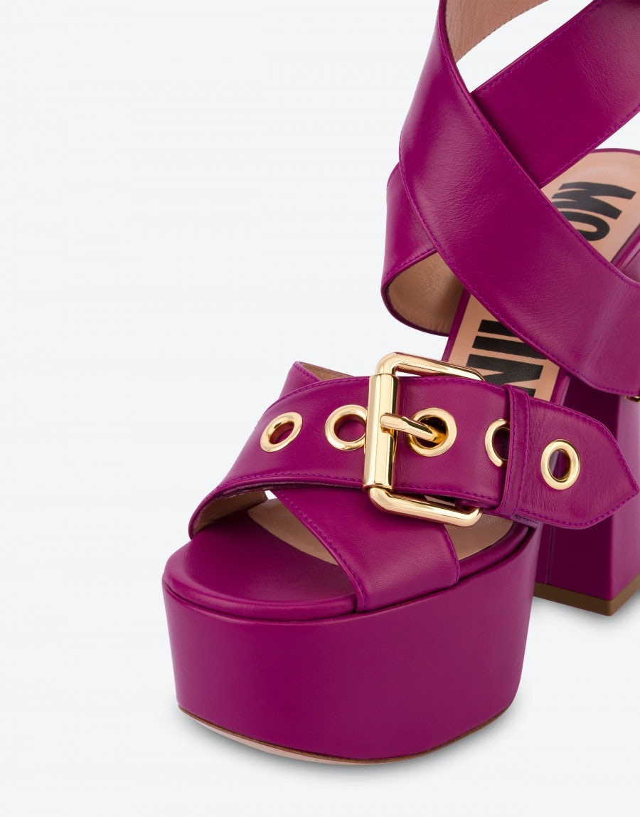 MOSCHINO BELT PLATFORM SANDALS - 4
