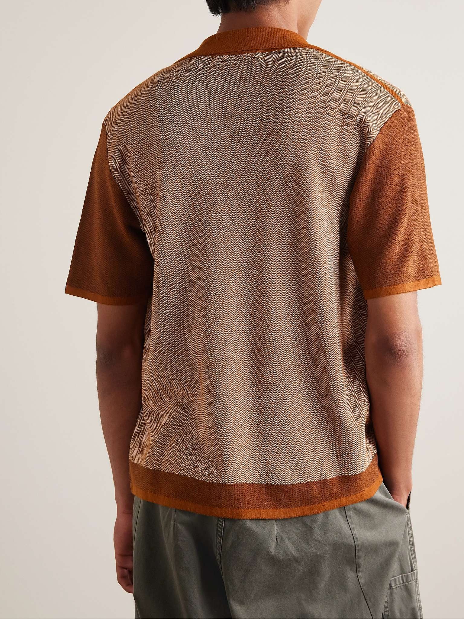 Avery Camp-Collar Herringbone Jacquard-Knit Shirt - 3