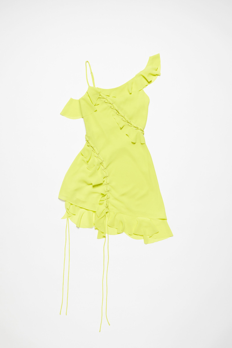 Ruffle strap dress - Acid yellow - 1