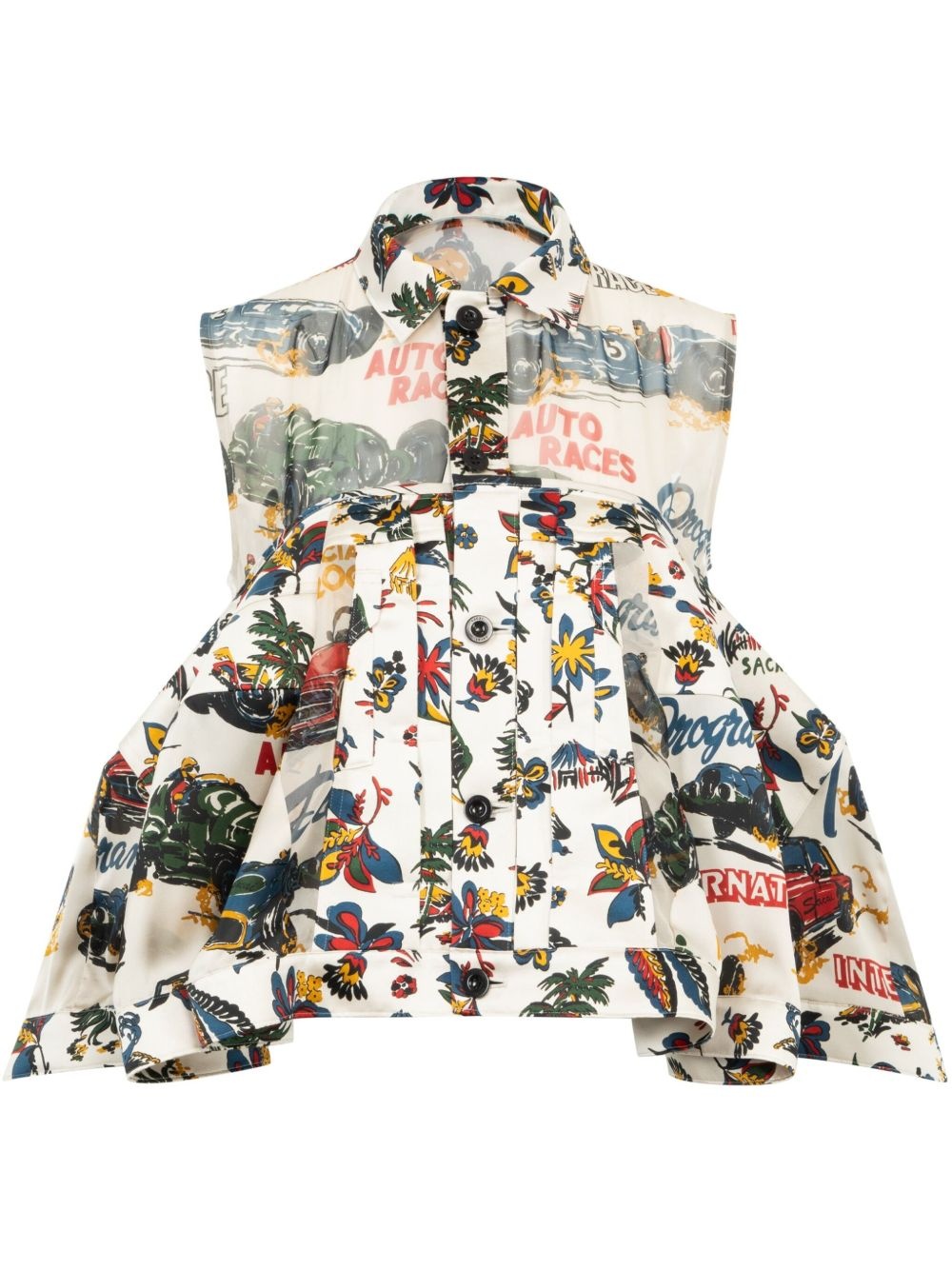 graphic-print peplum top - 1