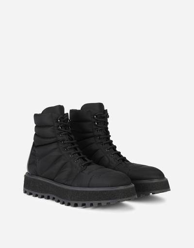 Dolce & Gabbana Quilted nylon ankle boots with branded plate outlook