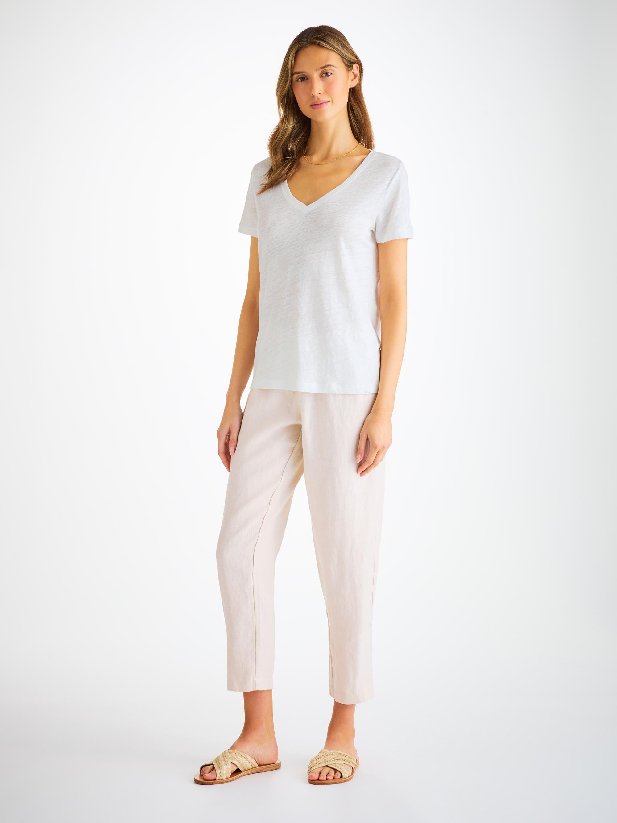 Women's V-Neck T-Shirt Jordan Linen White - 3