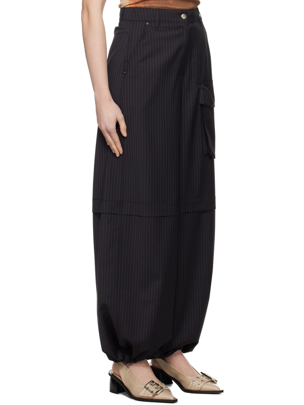 Black Pinstripe Pants - 2