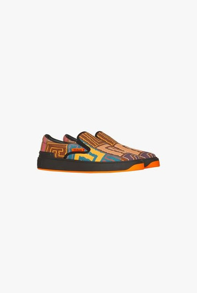 Balmain Multicolor monogram needlepoint canvas B-Court slip-on sneakers outlook