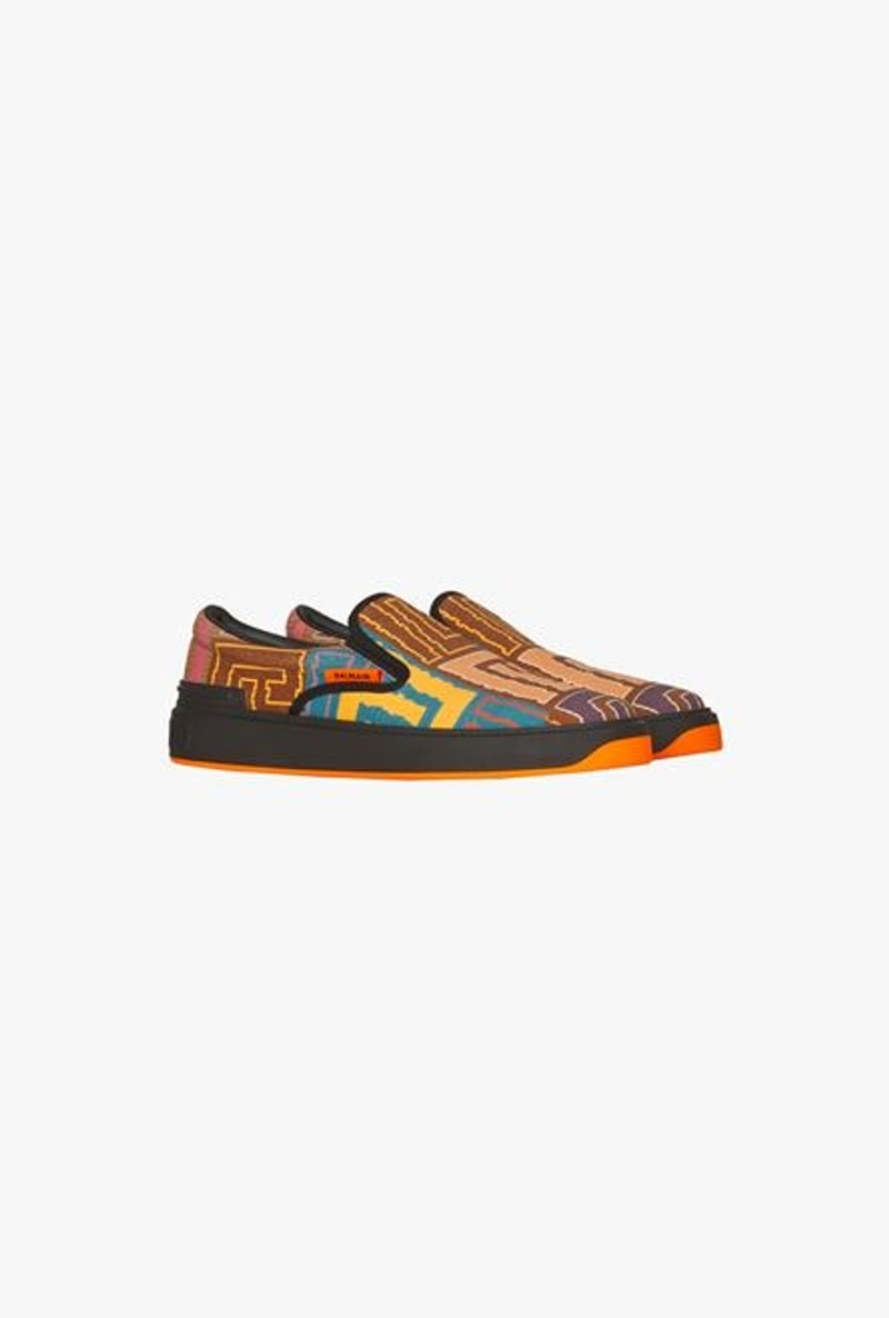 Multicolor monogram needlepoint canvas B-Court slip-on sneakers 2
