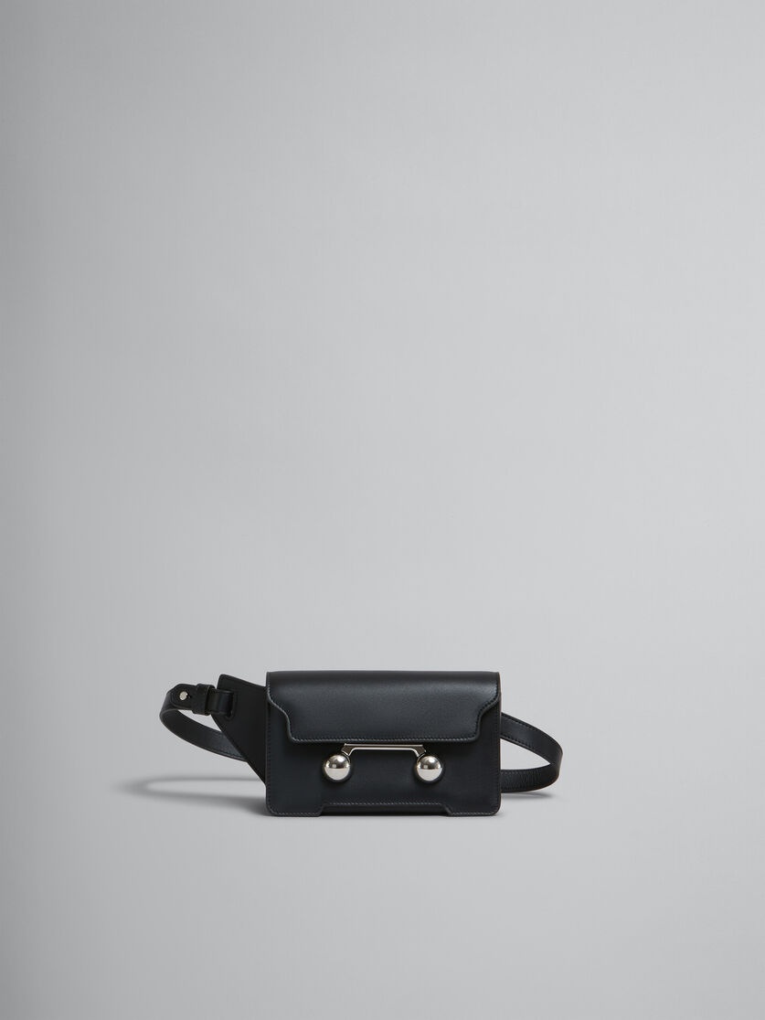 BLACK LEATHER TRUNKAROO CROSSBODY BAG - 1