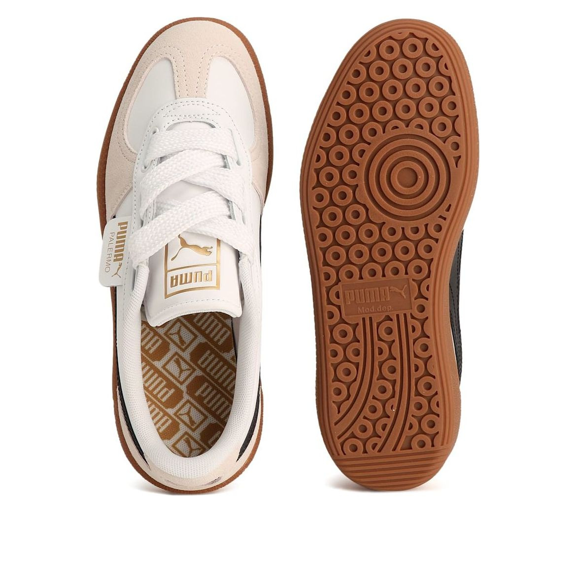 (WMNS) Puma Palermo Wide Lace SD 'White Black Vapor Grey' 402109-01 - 4