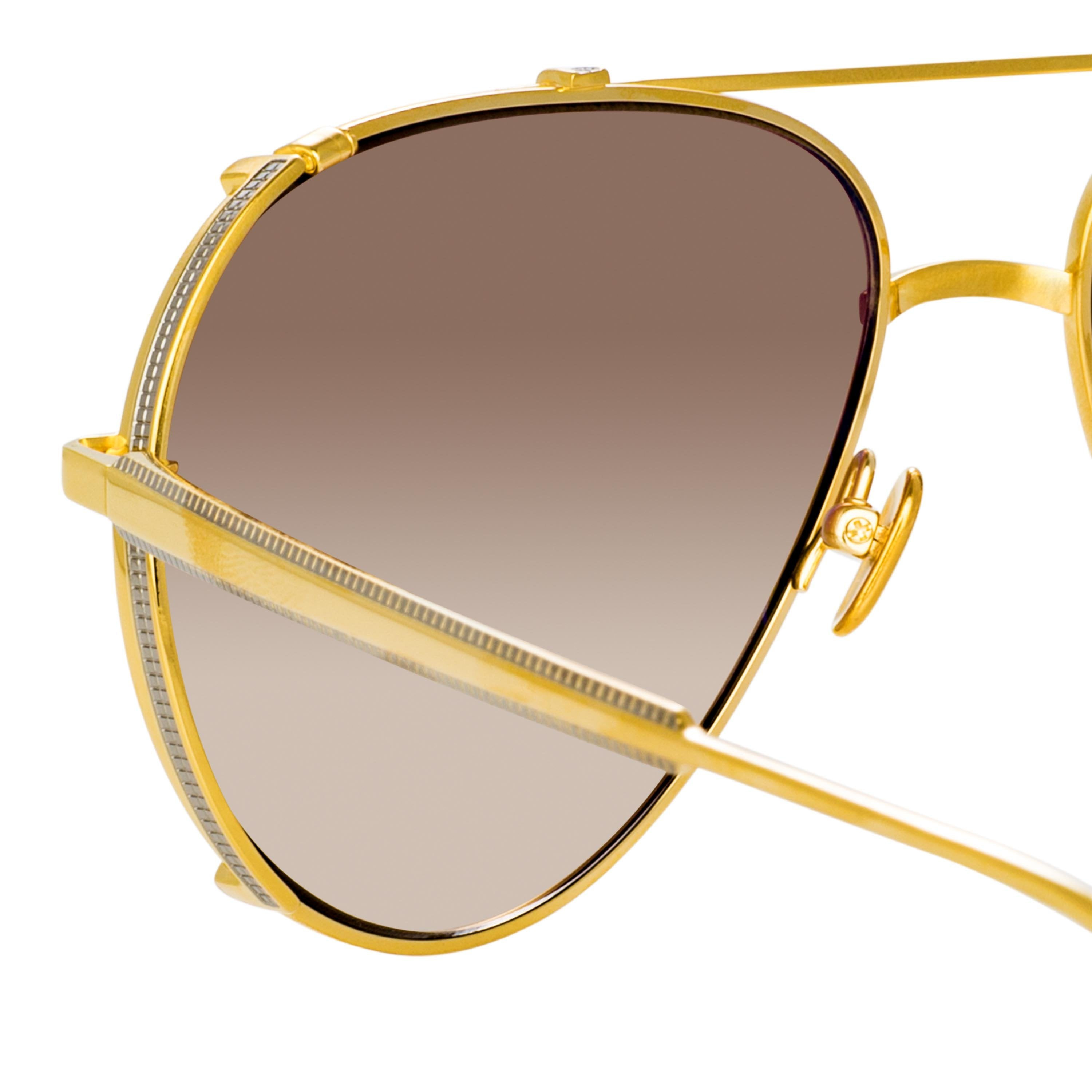 NEWMAN AVIATOR SUNGLASSES IN YELLOW GOLD - 4