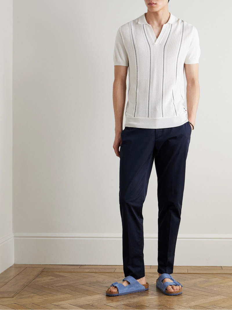 ORLEBAR BROWN Horton Slim-Fit Ribbed Mulberry Silk and Organic Cotton-Blend Polo Shirt White outlook