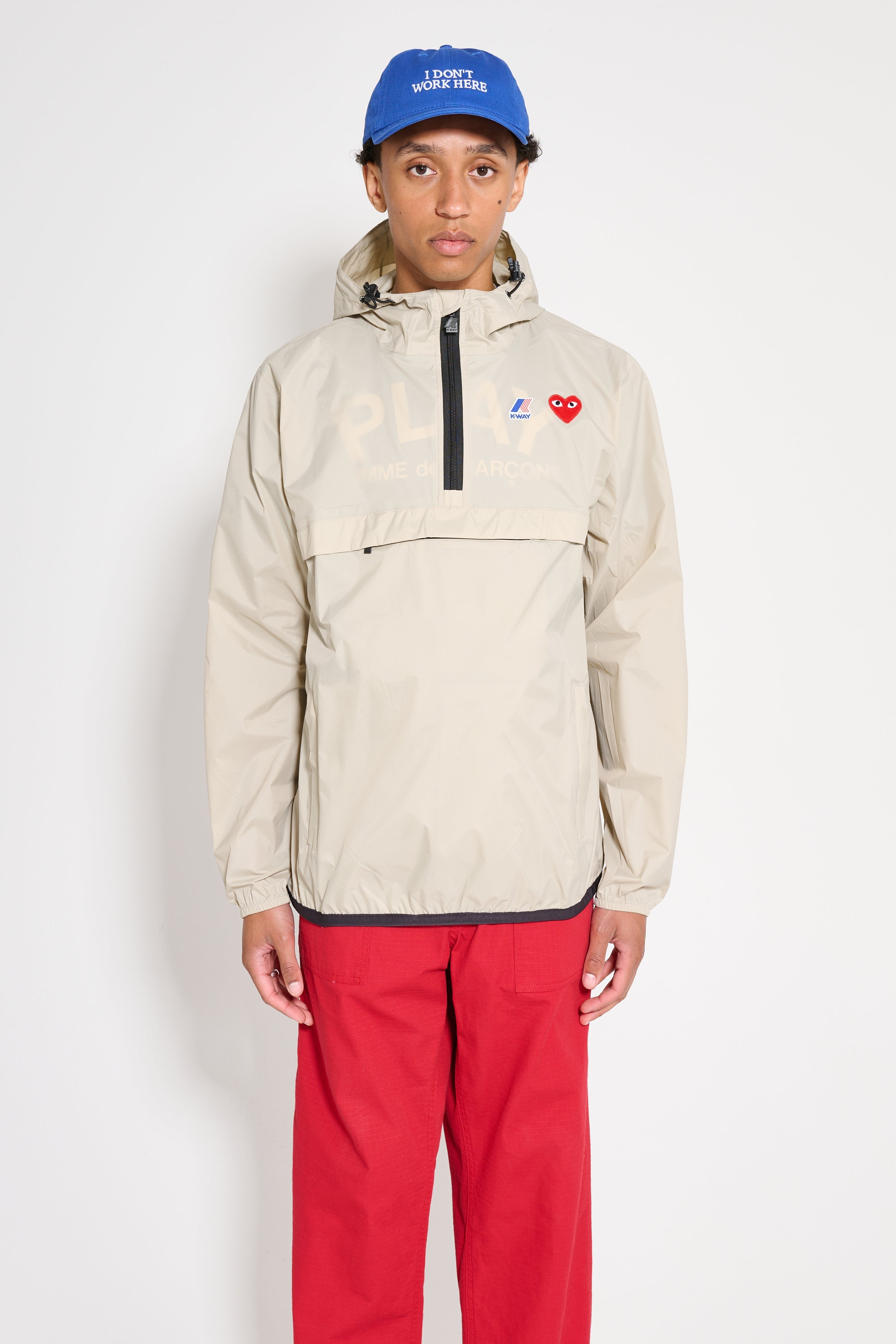 COMME DES GARÇONS PLAY X K-WAY LEON HALF ZIP JACKET BEIGE - 1