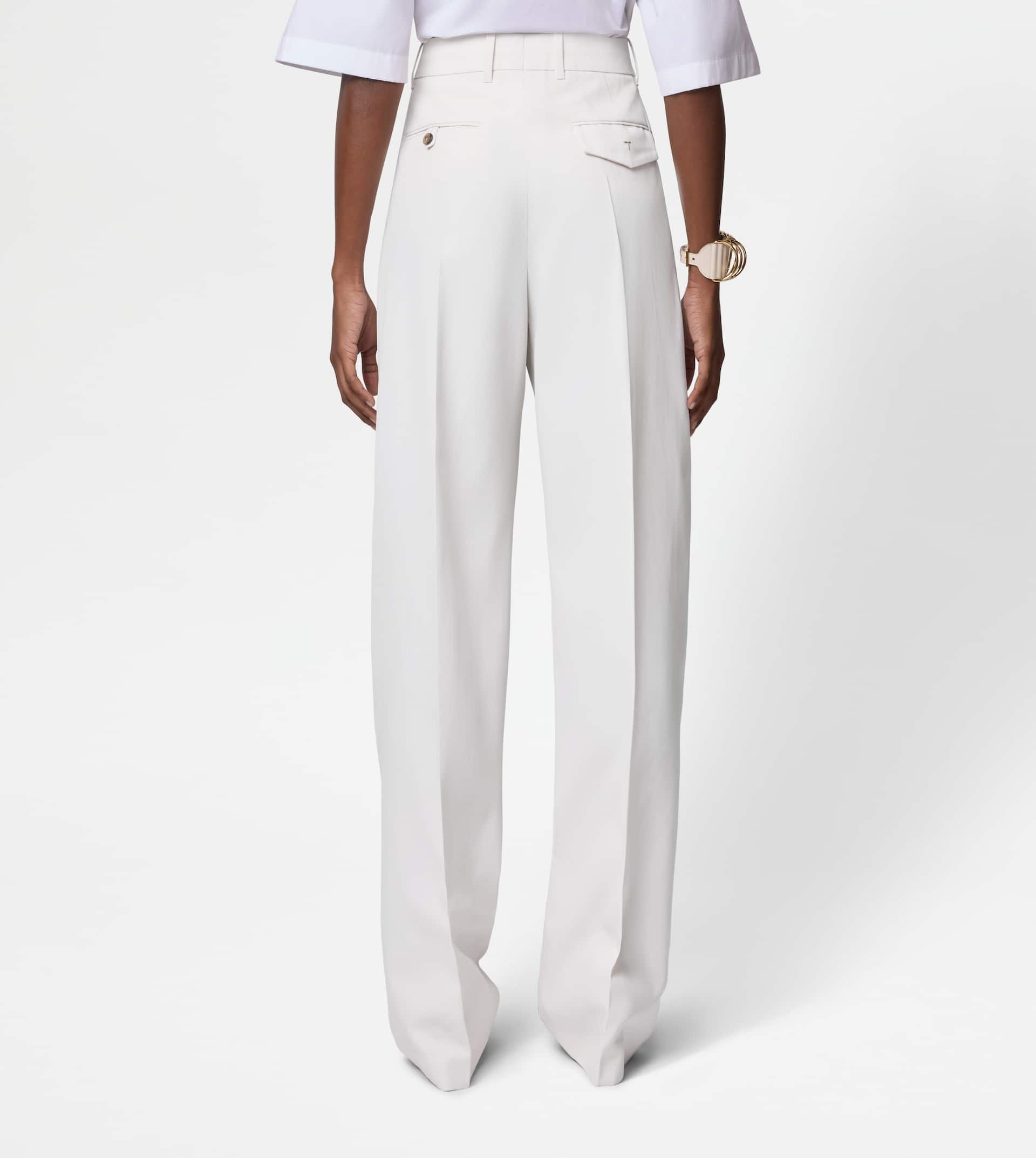 PANTS IN WOOL BLEND GABARDINE - WHITE - 3