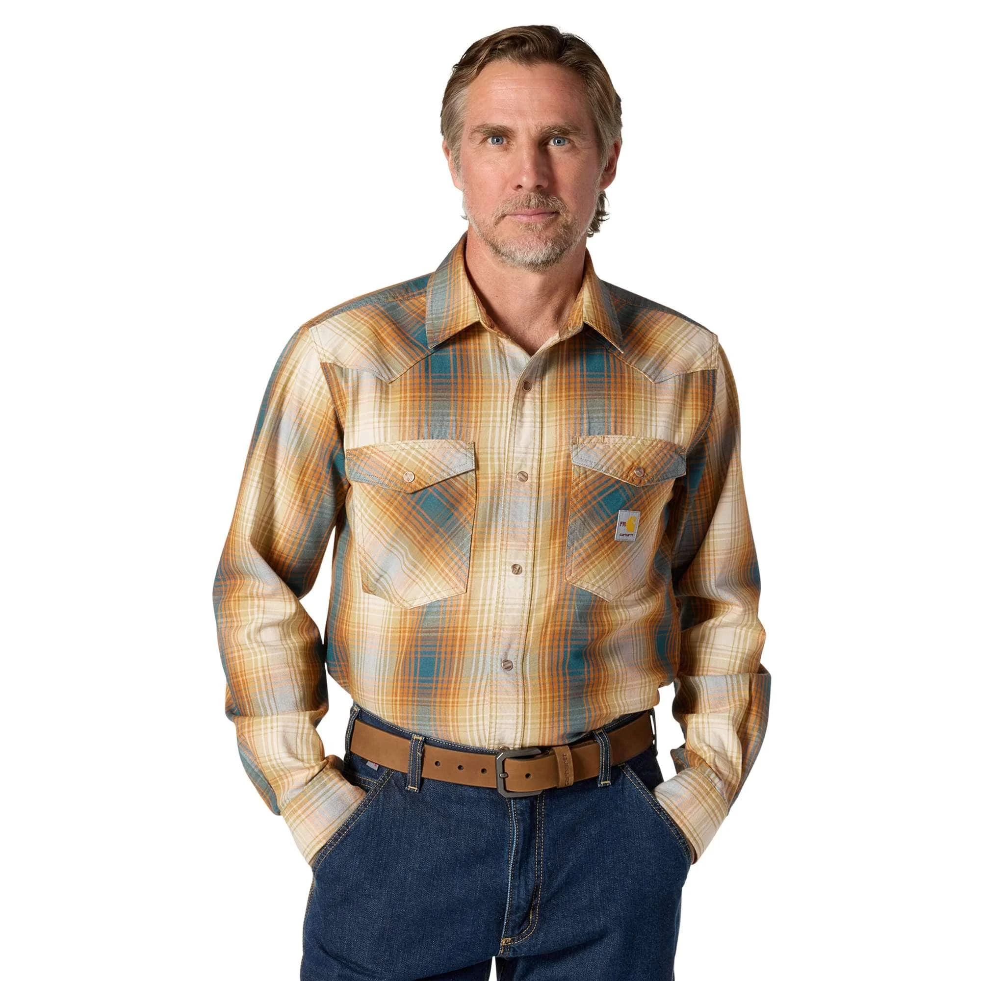 Flame Resistant Montana Relaxed Fit Midweight Twill Snap Front Plaid Shirt - 1