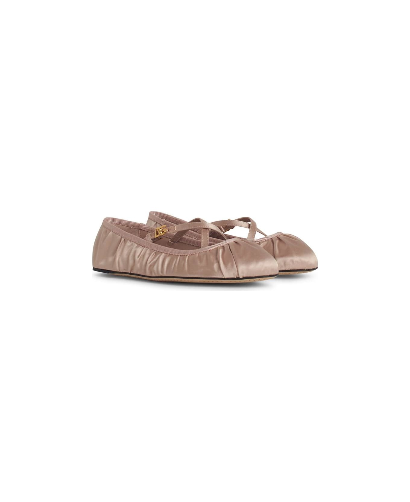 Pink Satin Ballet Flats - 2