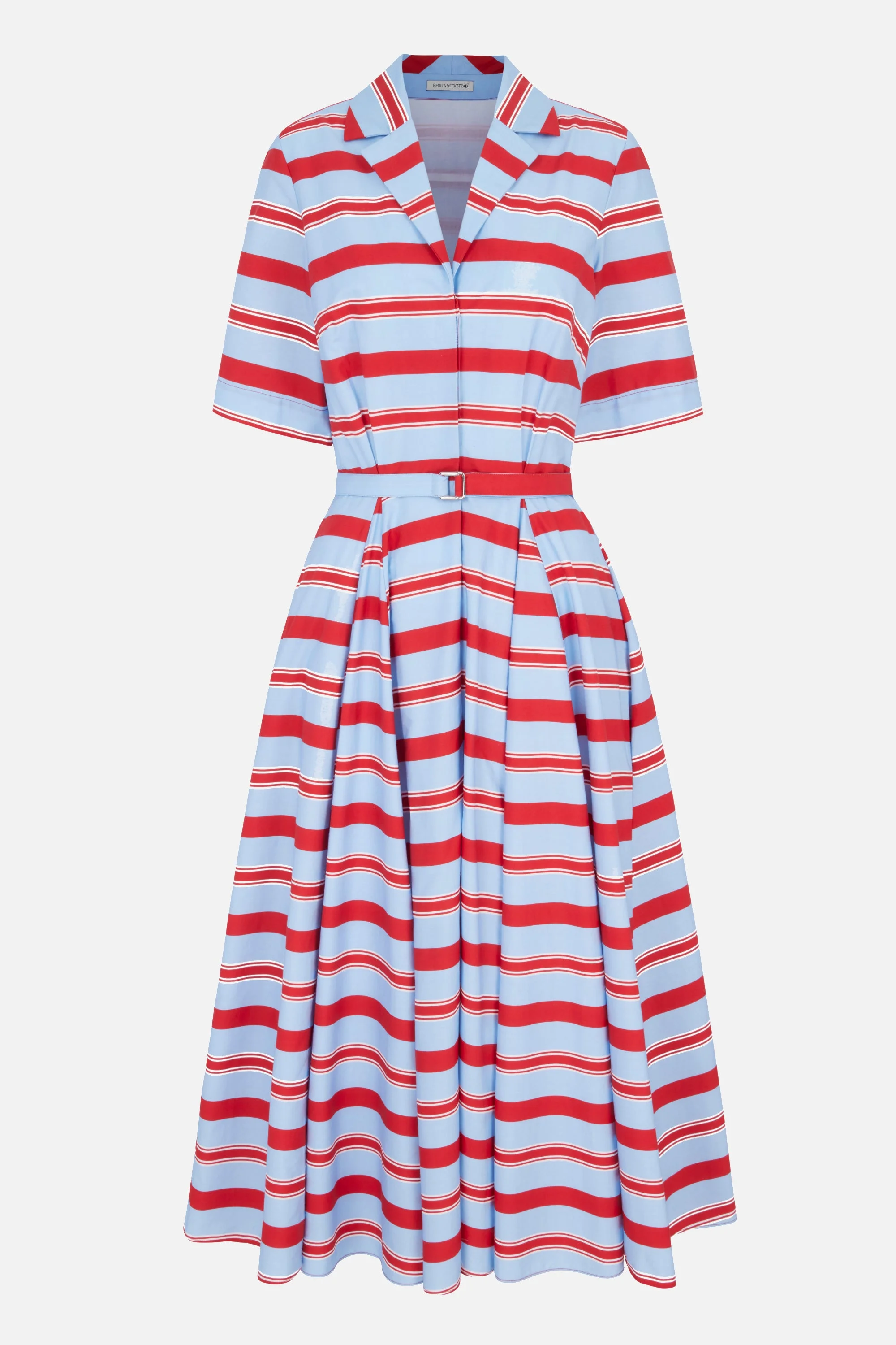 Mella Dress in Blue & Red Striped Cotton Popclan - 1