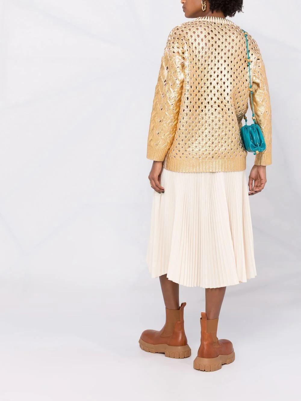 metallic-effect V-neck cardigan - 6