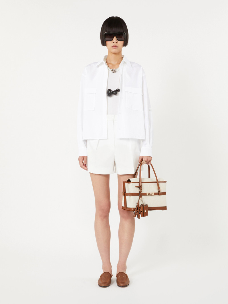 MARGAUXS2 Cotton canvas and leather handbag - POWDER 6