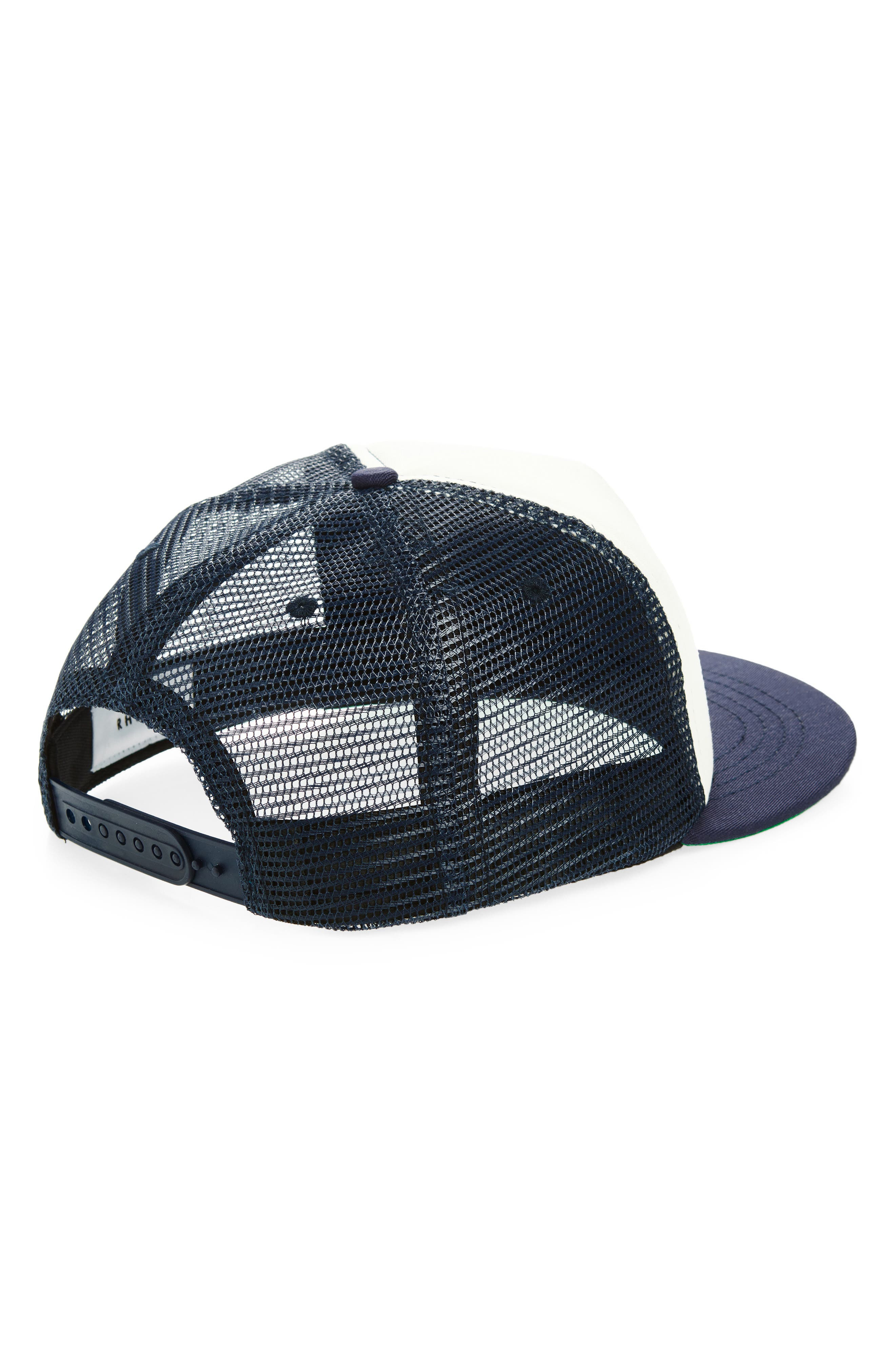 Rhude Logo Embroidered Trucker Hat in Navy /Off-White 3039 at Nordstrom - 2