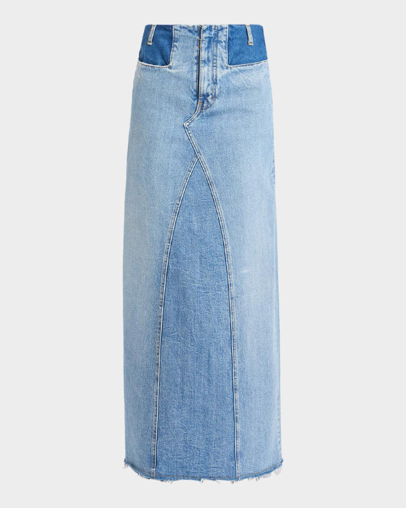 Two-Tone Denim Maxi Skirt 1