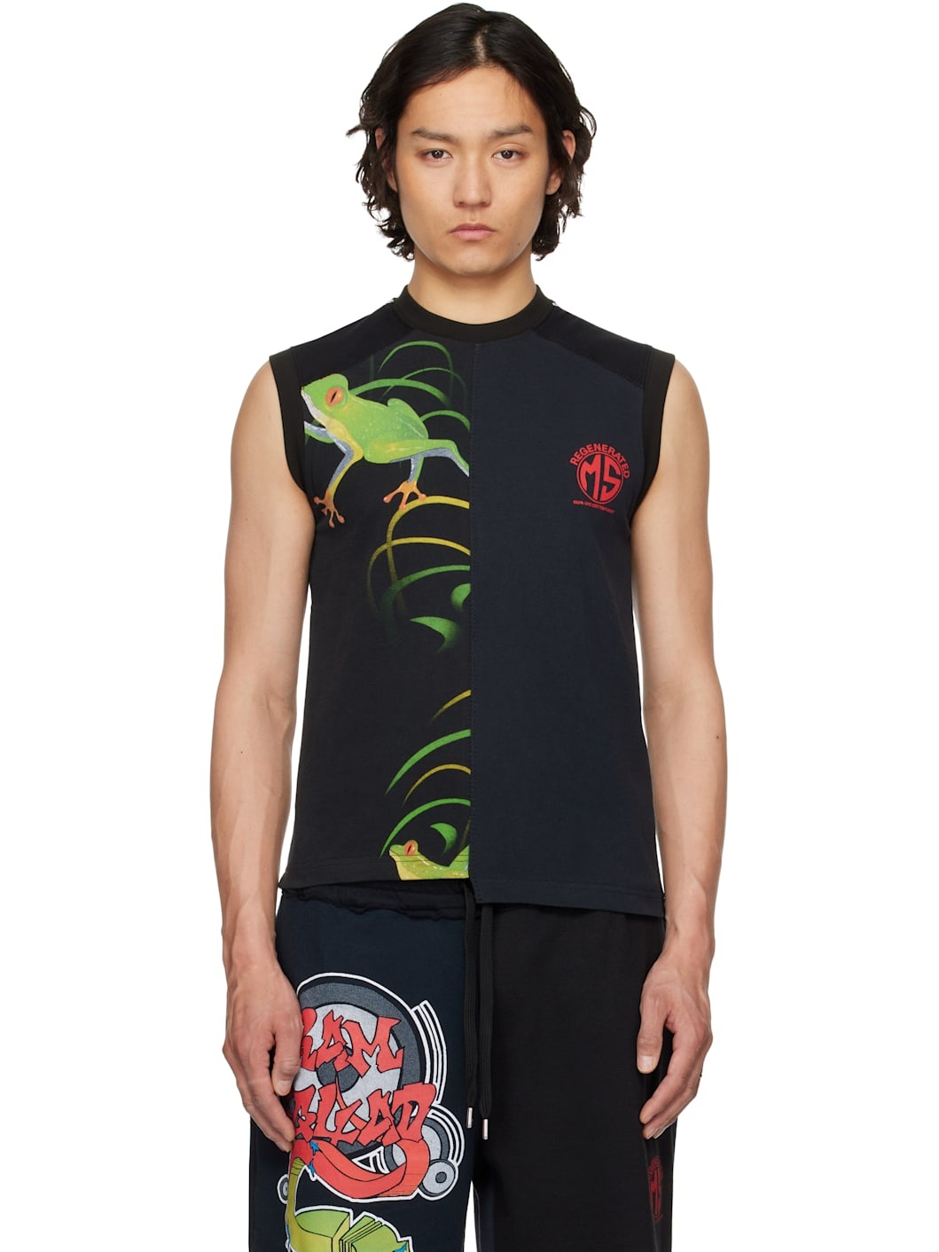 Black Regenerated Graphic T-shirts Tank Top - 1