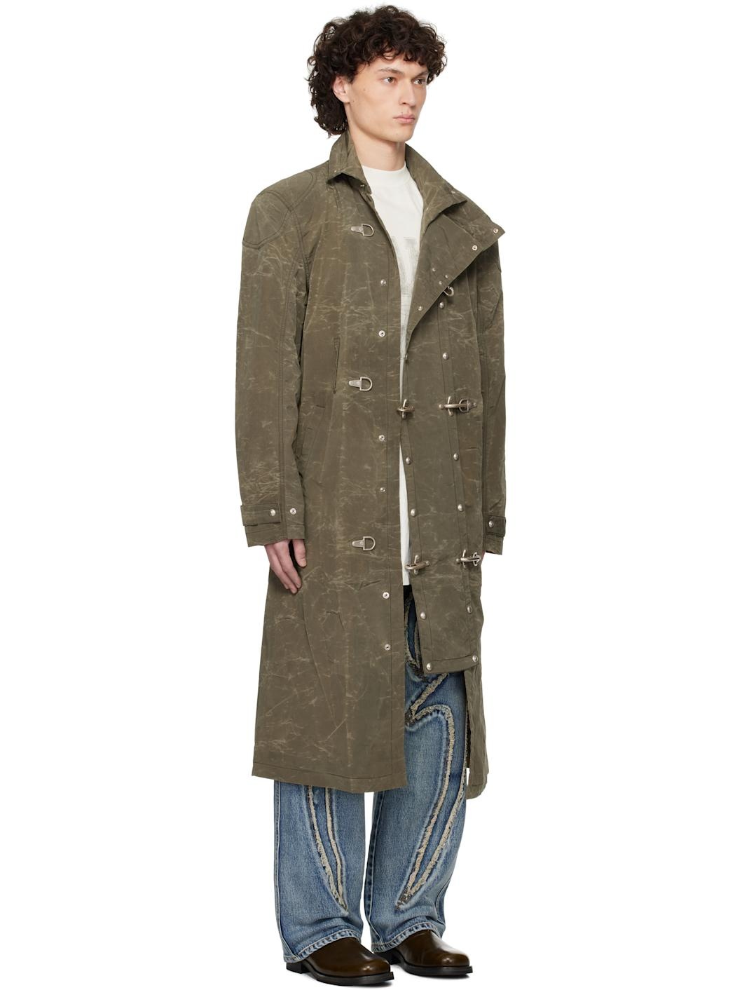 Khaki Scarred Bio Soldier Trench Coat - 2