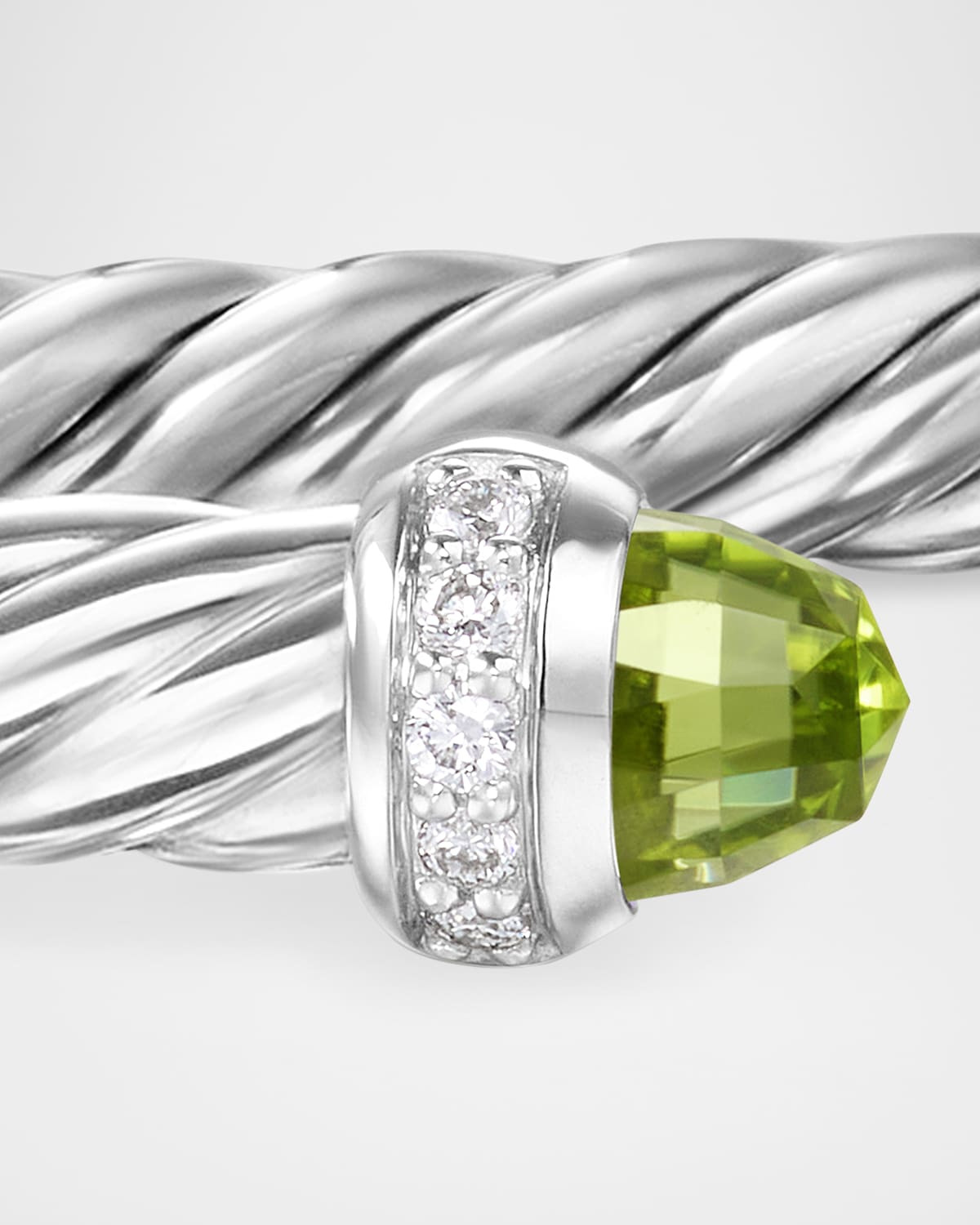 Modern Cable Flex Bracelet with Gemstones and Diamonds in Silver, 4mm - 3
