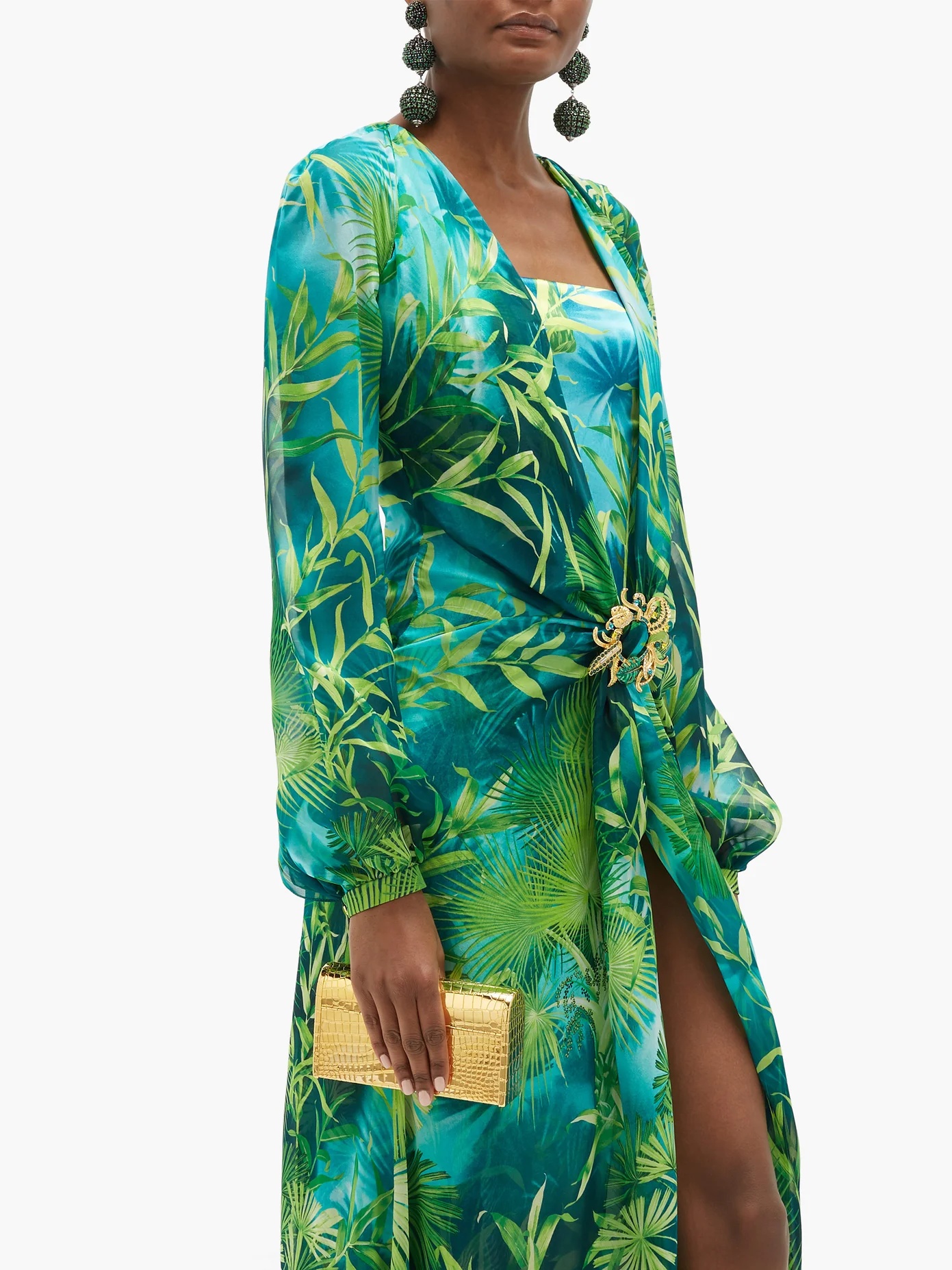 Jungle-print plunge-neck silk-chiffon dress - 6