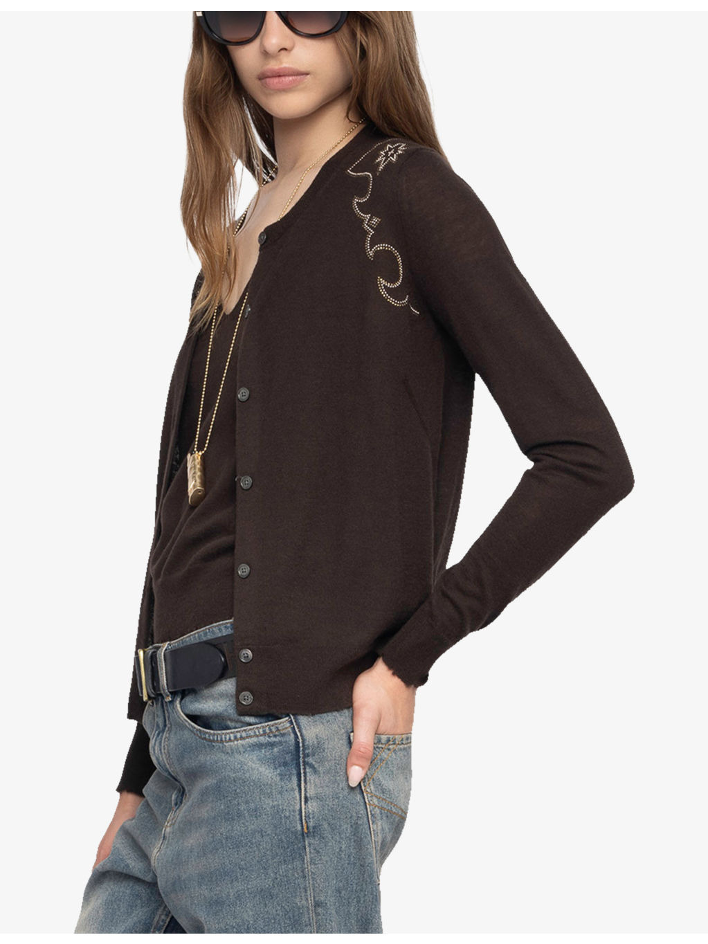 Missya Rhinestone-Embellished Button-Down Cashmere Cardigan - 4