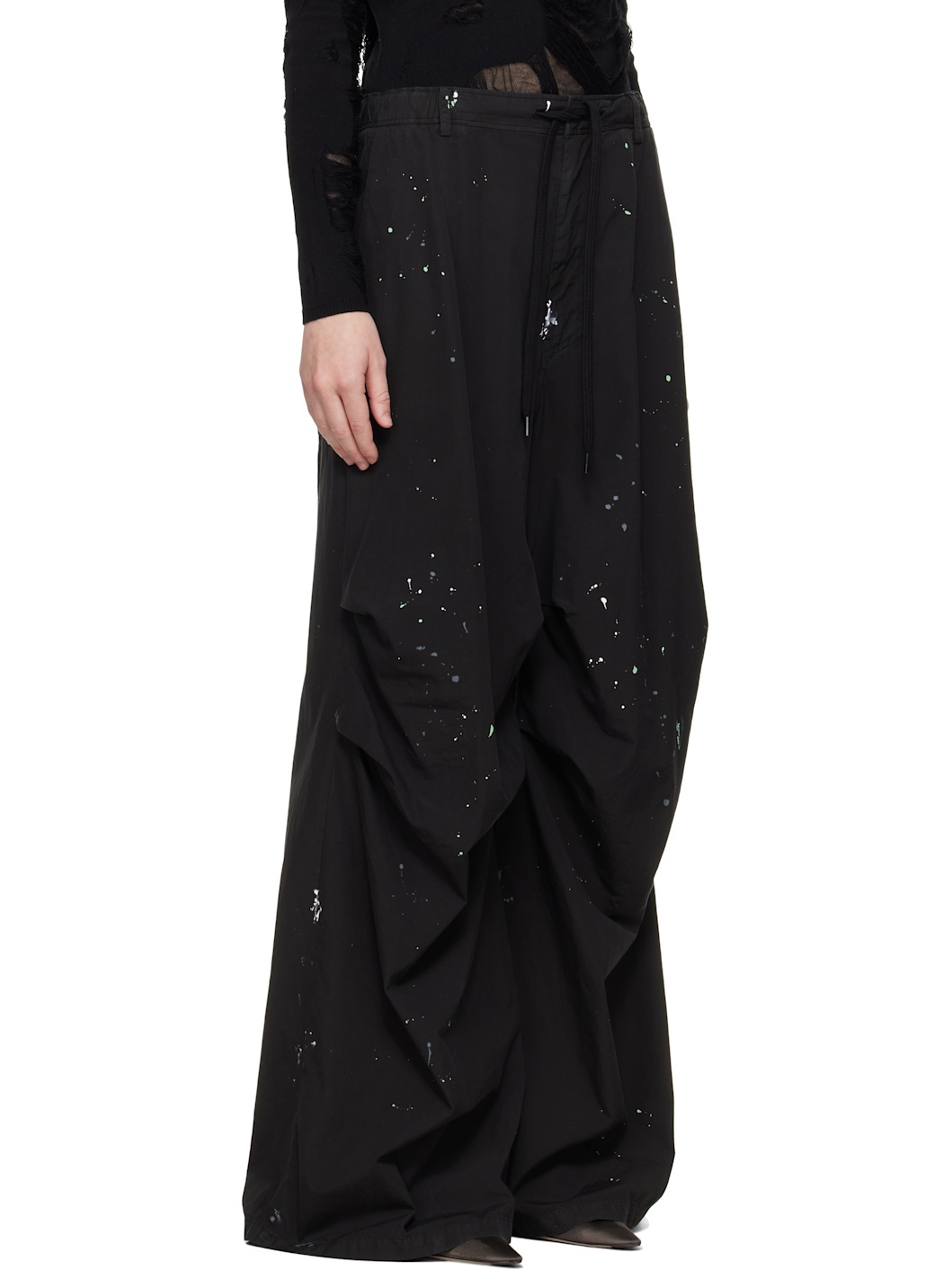 Black Light Cotton Poplin Trousers - 2