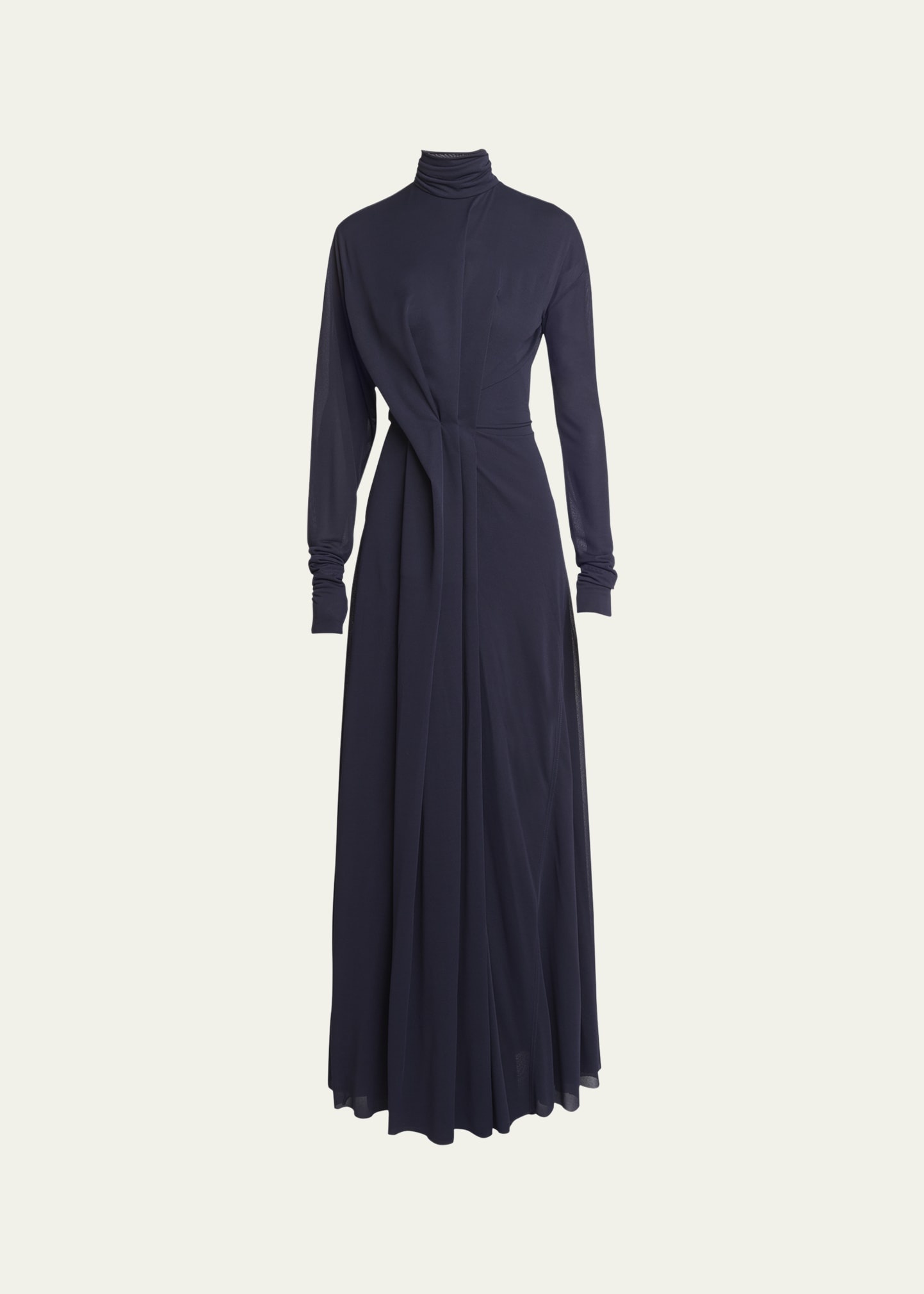 Long-Sleeve Draped Jersey Gown - 1