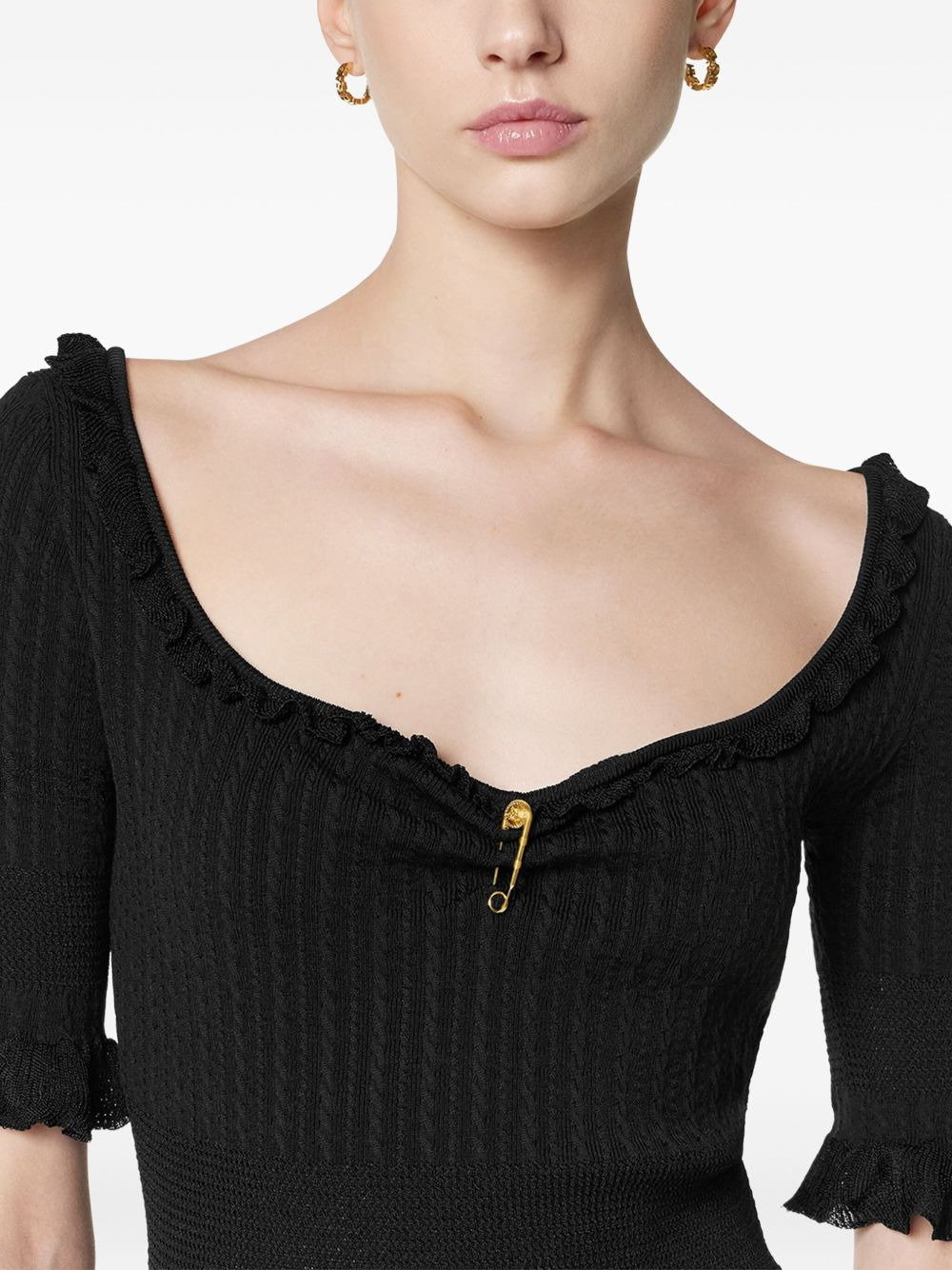 Medusa Safety Pin ribbed-knit mini dress - 5