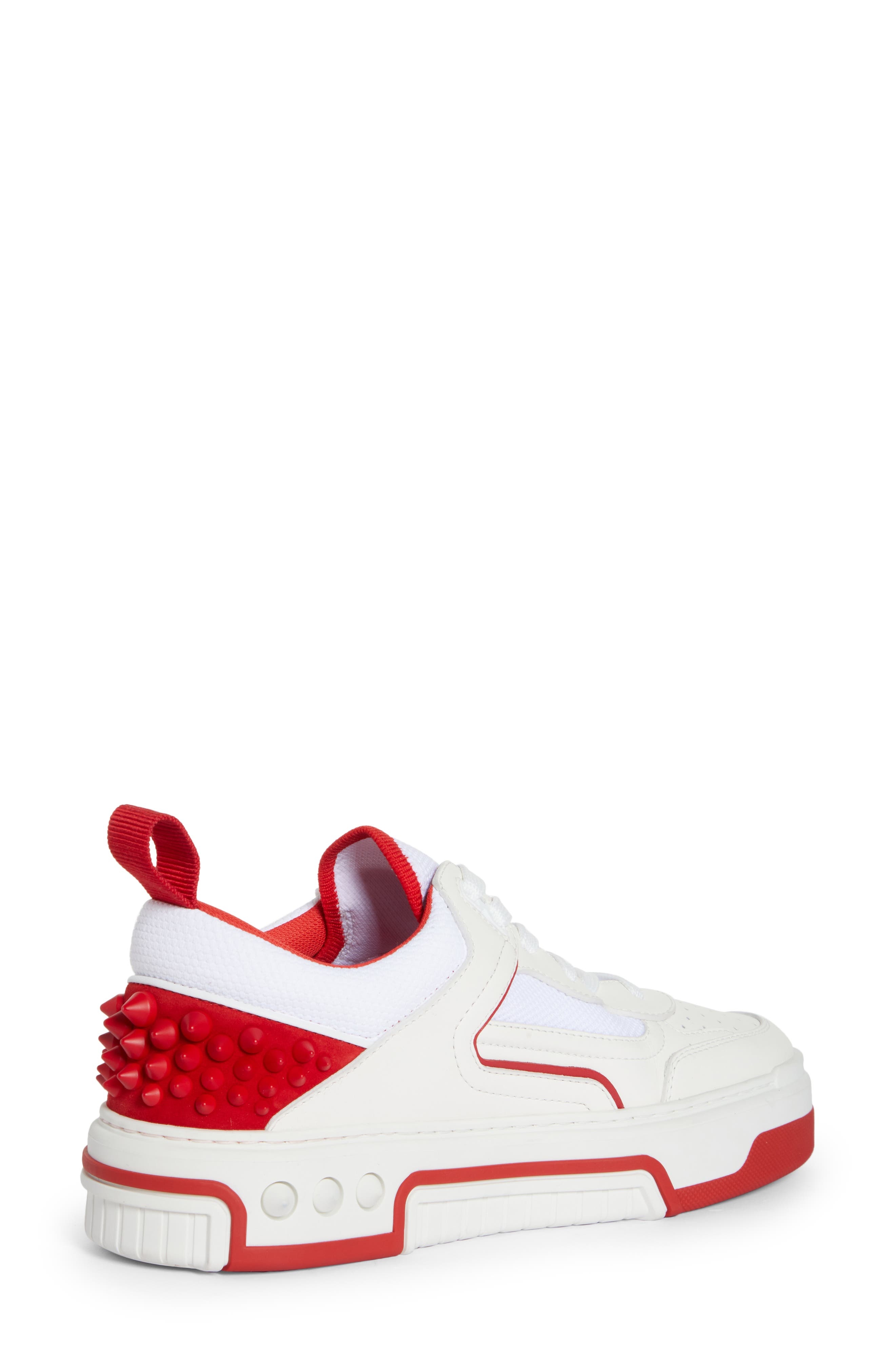 Christian Louboutin Astroloubi Mixed Media Low Top Sneaker in J679 White/Loubi at Nordstrom - 2
