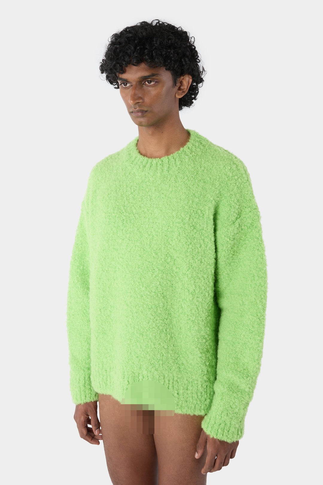 ASTRAKAN ROUND NECK SWEATER / acid green - 3