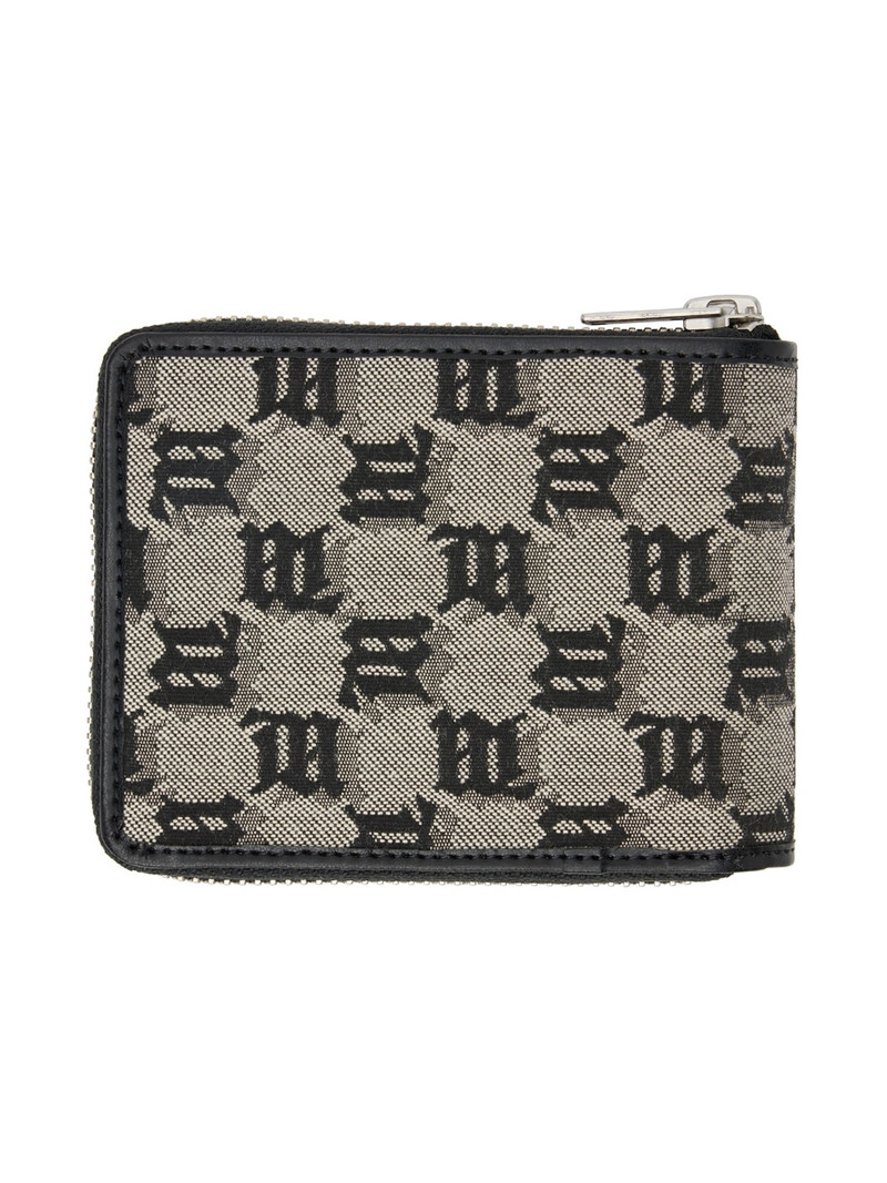 MISBHV Black & Off-White Monogram Zip Wallet outlook