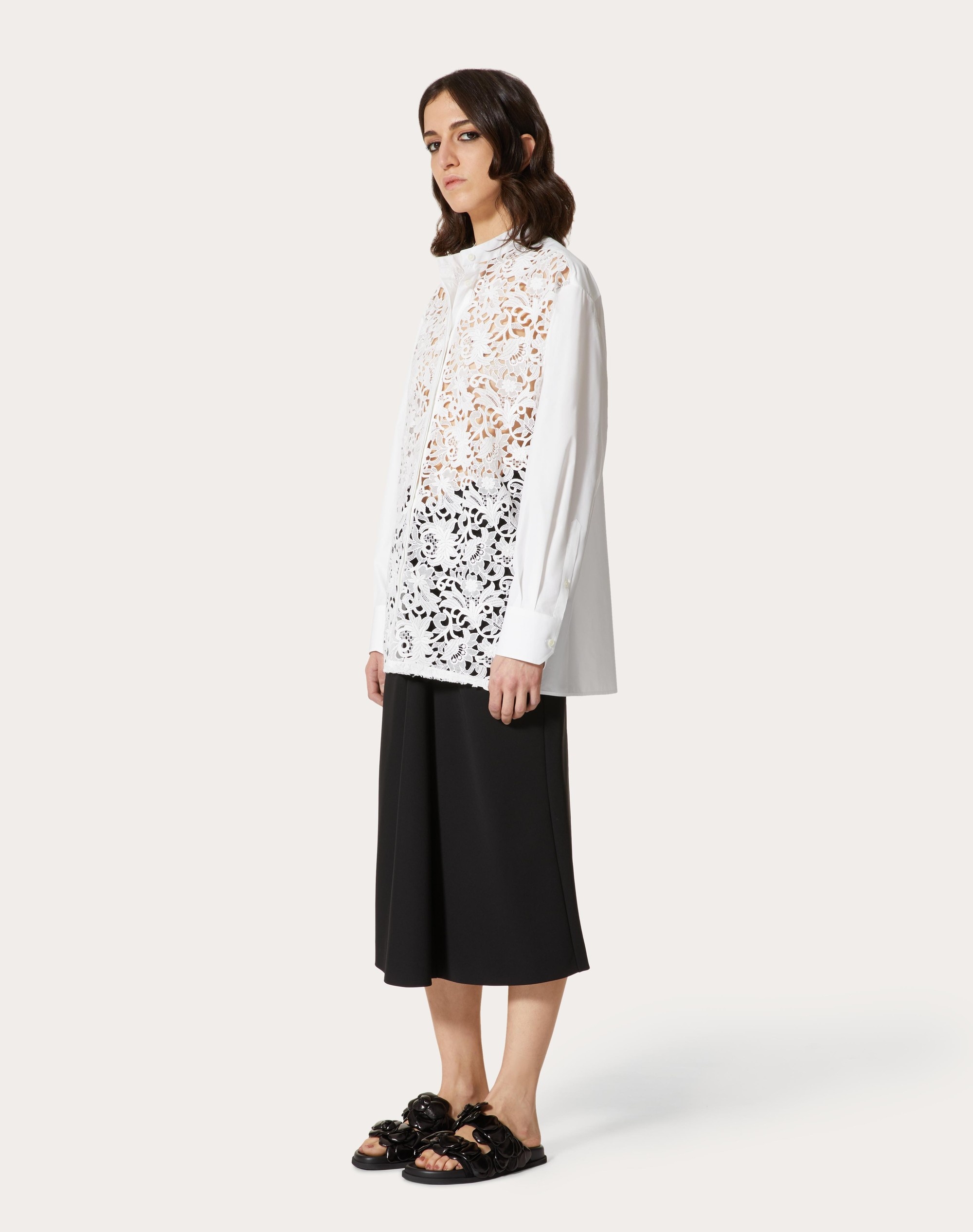 TECHNICAL POPLIN AND MACRAMÉ SHIRT - 2