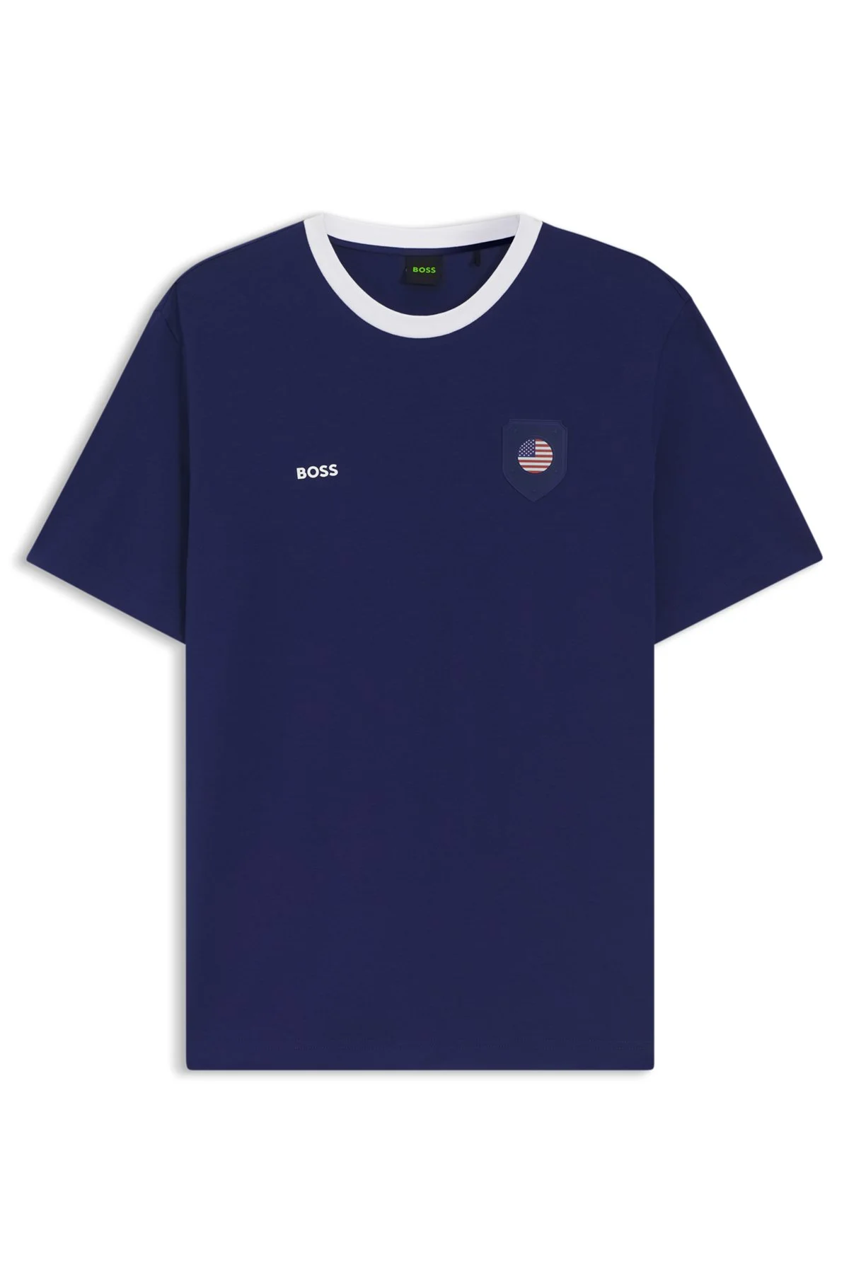 STRETCH-COTTON T-SHIRT WITH COUNTRY FLAG AND LOGO - 1