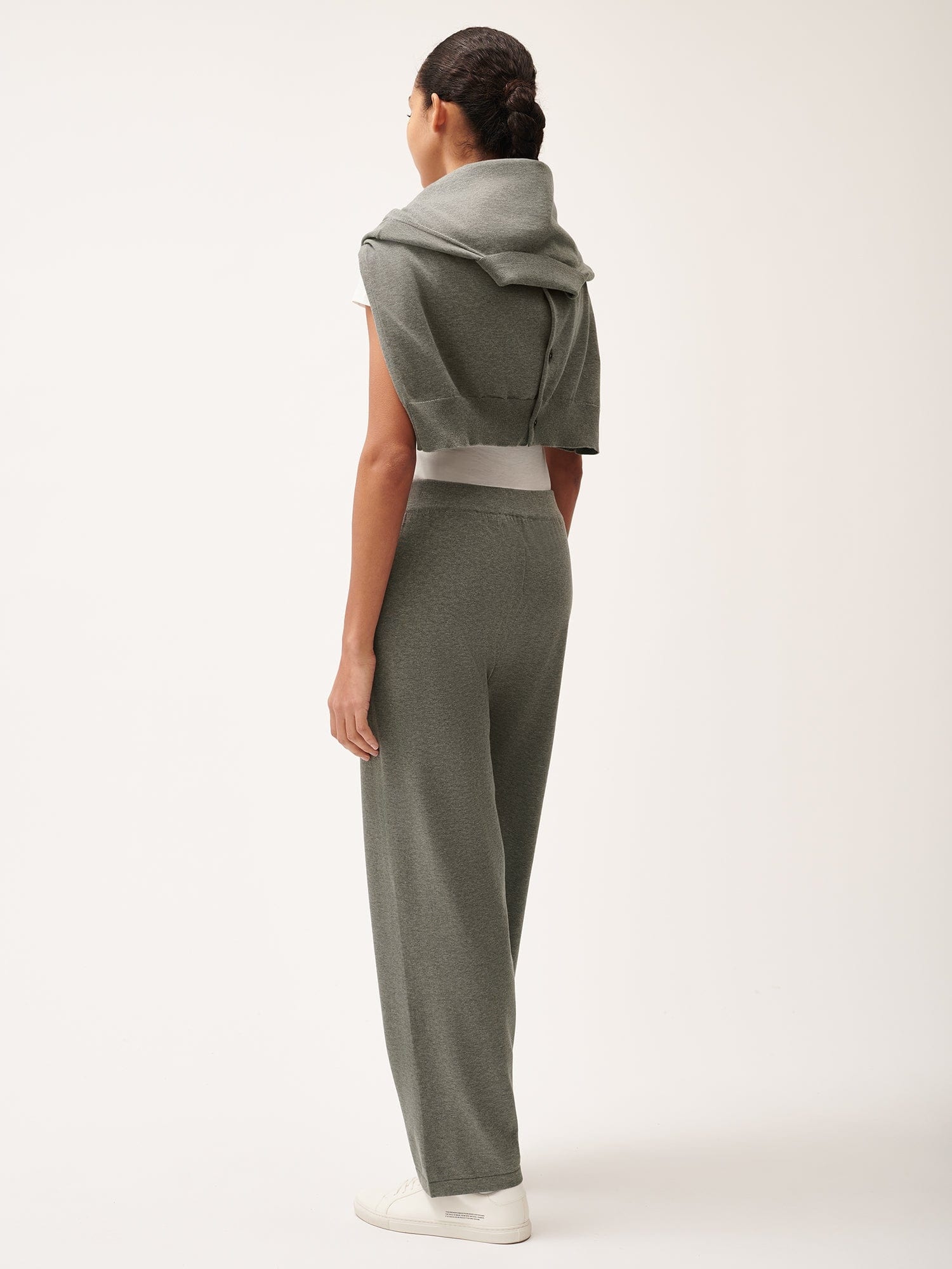 Womens DNA Knitted Straight Leg Track Pants - Grey Marl - 3