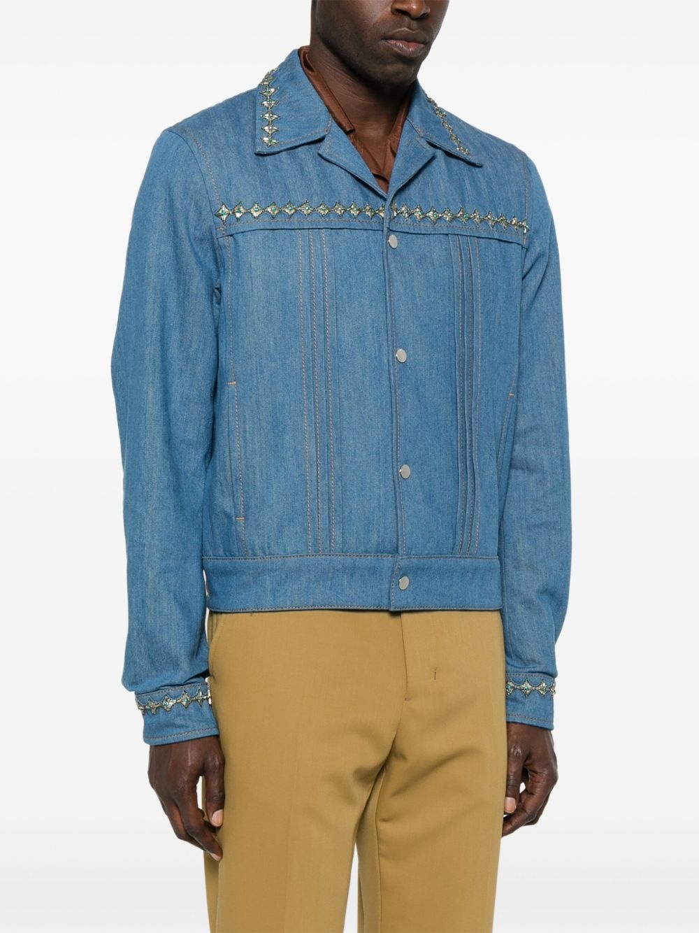 crystal-embellished pleated jacket - 3