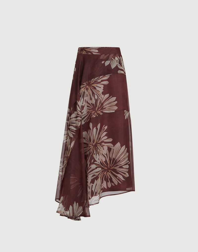 Bloom print silk organza fluid skirt 1