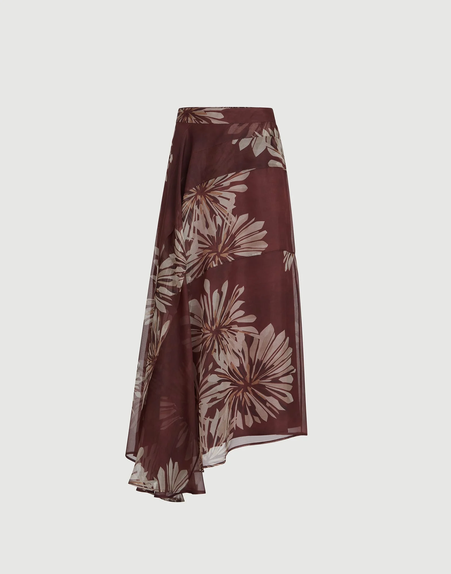 Bloom print silk organza fluid skirt - 1