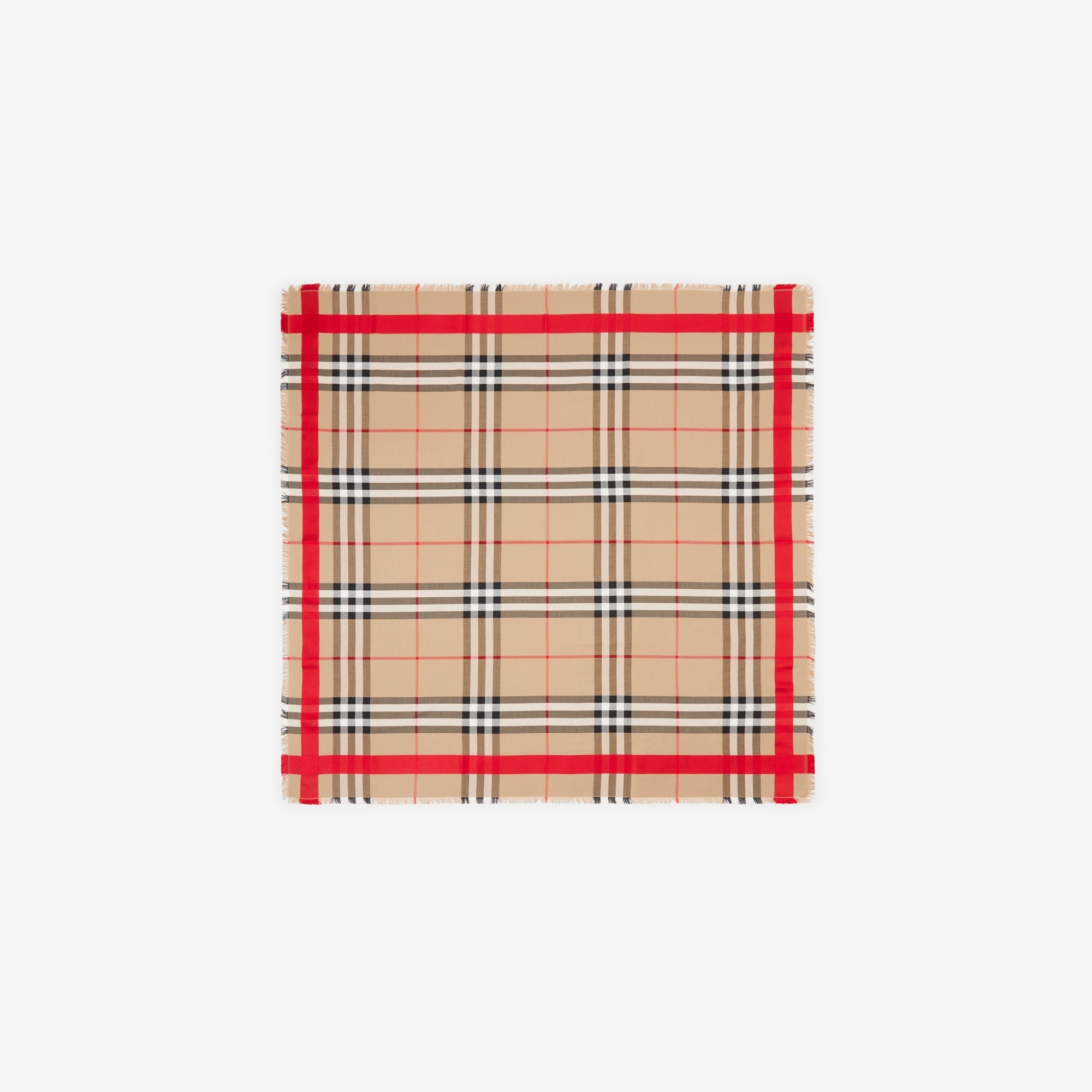 Check Silk Wool Large Square Scarf - 1